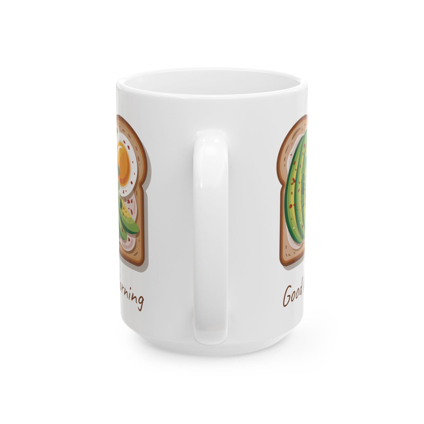 Avocado & Toast Ceramic Mug — Cute 'Good Morning' Breakfast Coffee Cup (15oz)