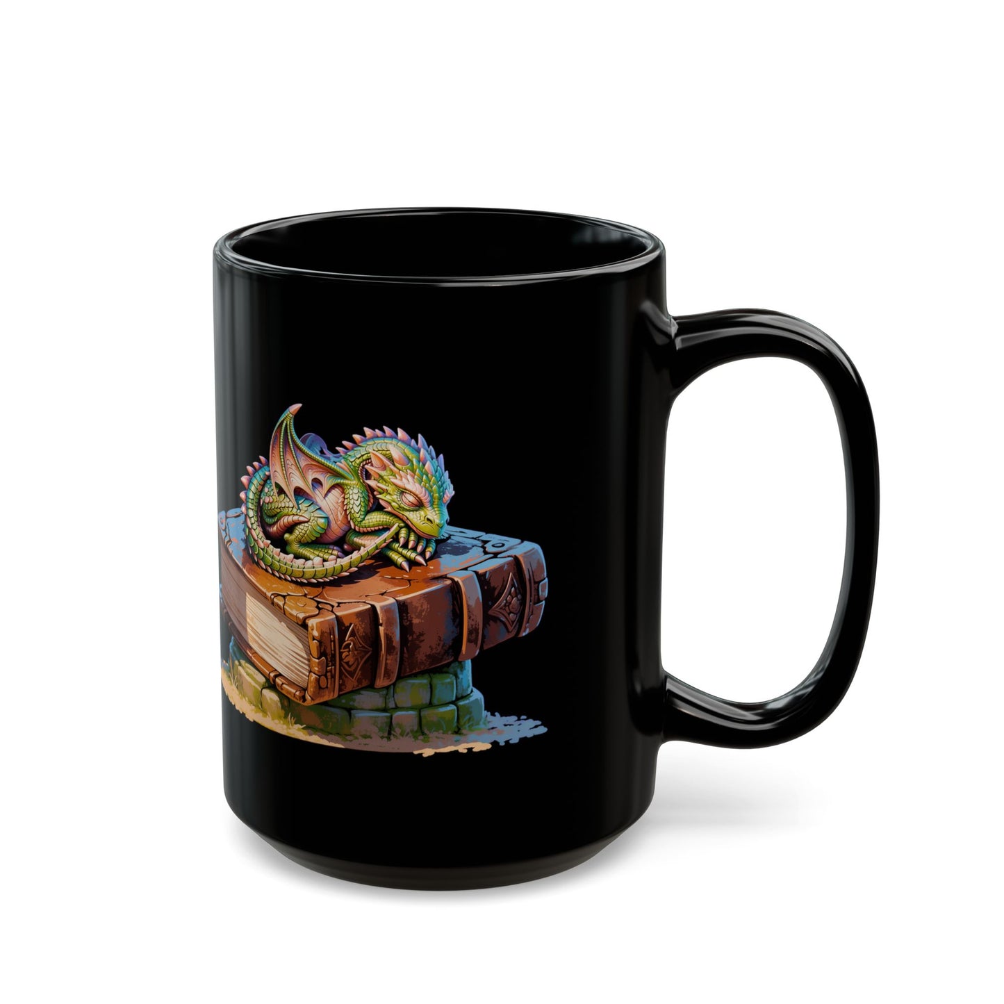 Sleeping Dragon Book Black Mug (11oz, 15oz)