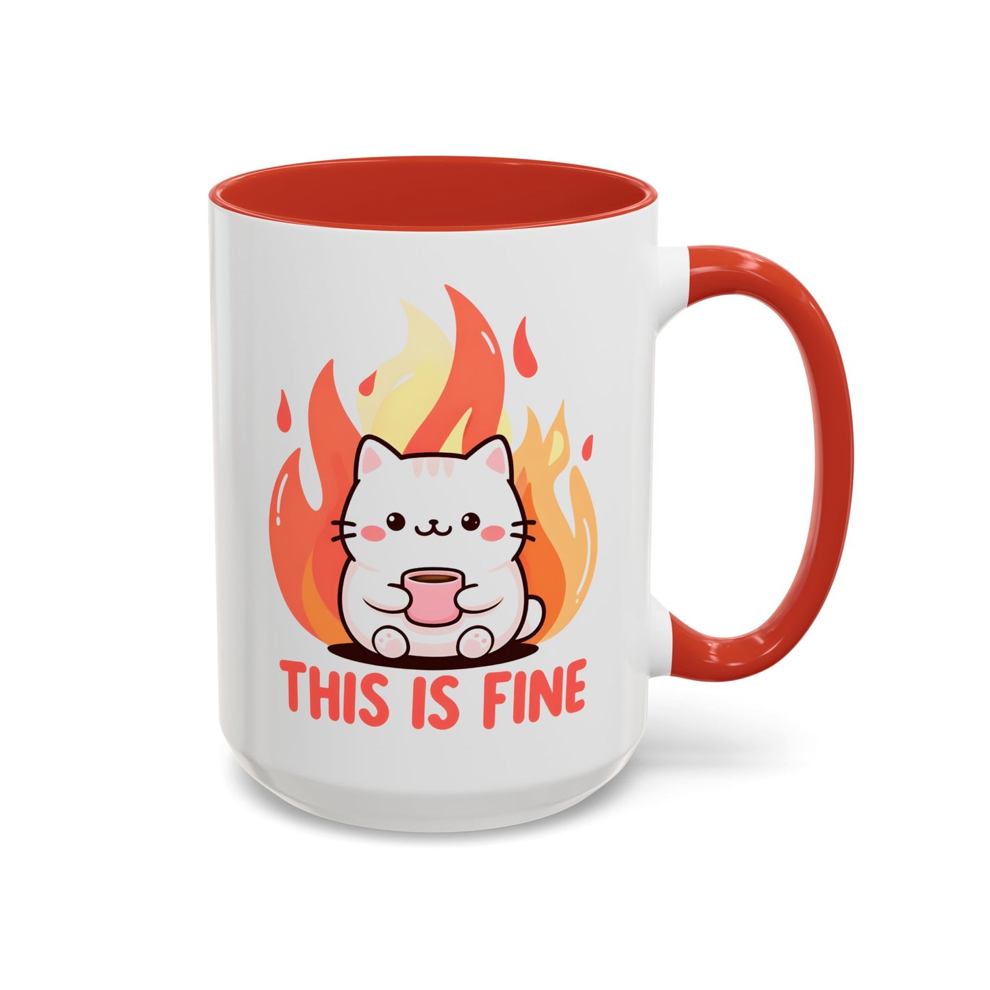 Cute Cat This Is Fine Coffee Mug - Accent Design  15oz