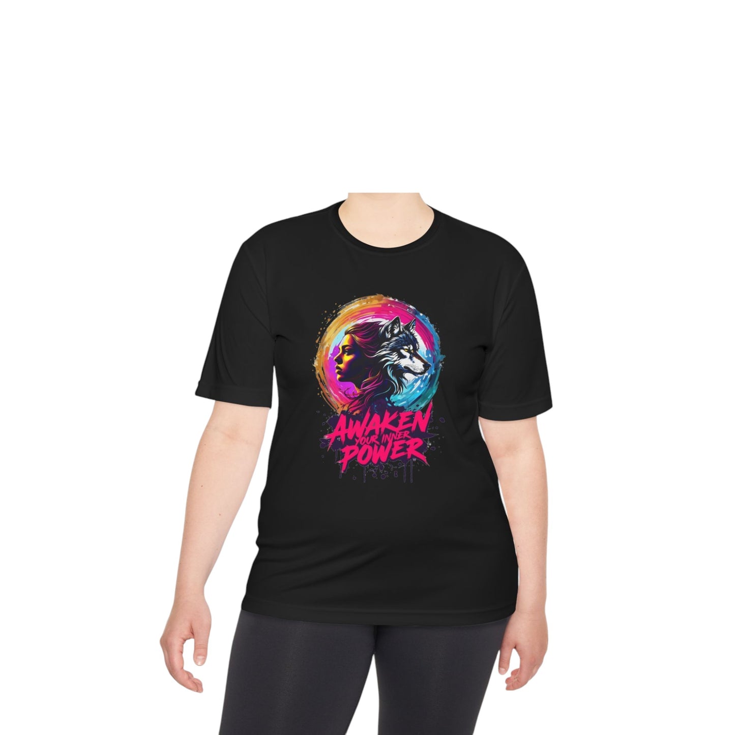 Awaken Your Power Unisex Moisture Wicking Tee - Vibrant Graphic Tee for Fitness Enthusiasts