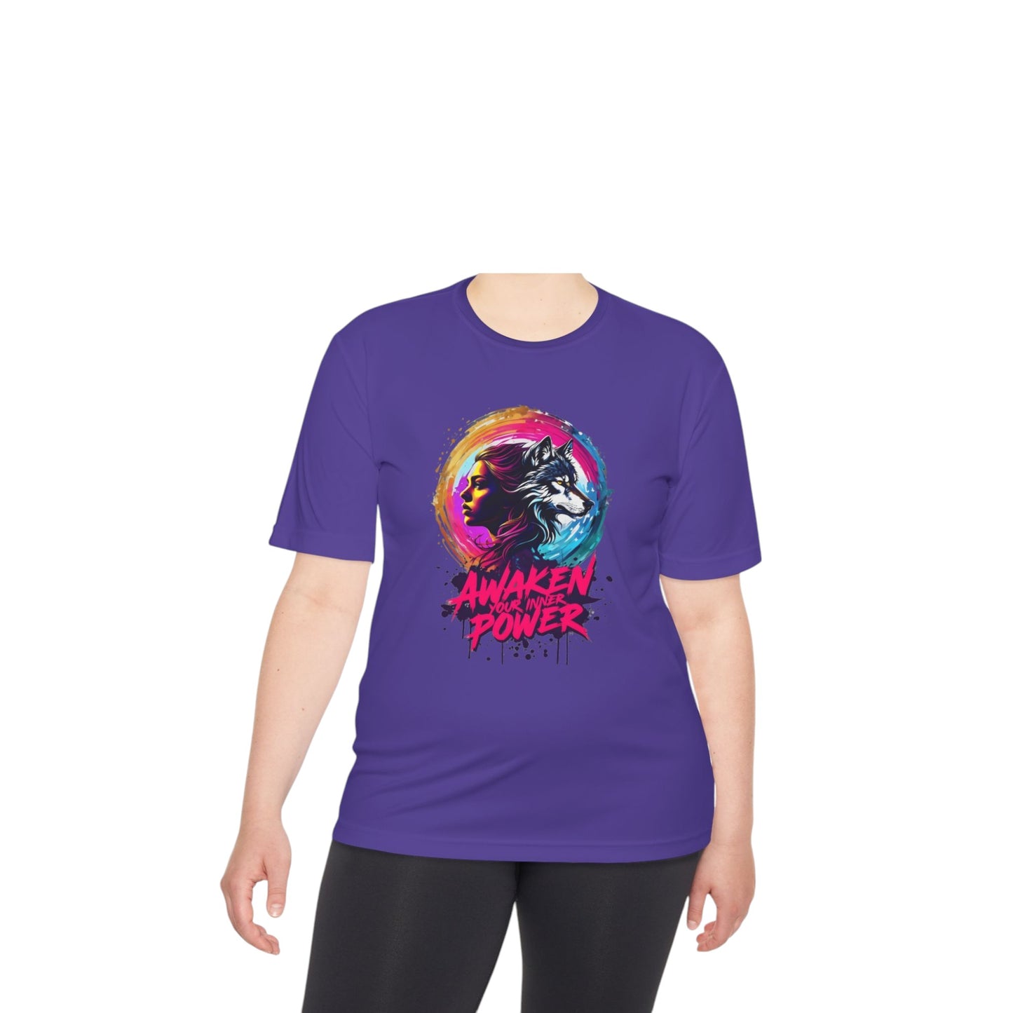 Awaken Your Power Unisex Moisture Wicking Tee - Vibrant Graphic Tee for Fitness Enthusiasts