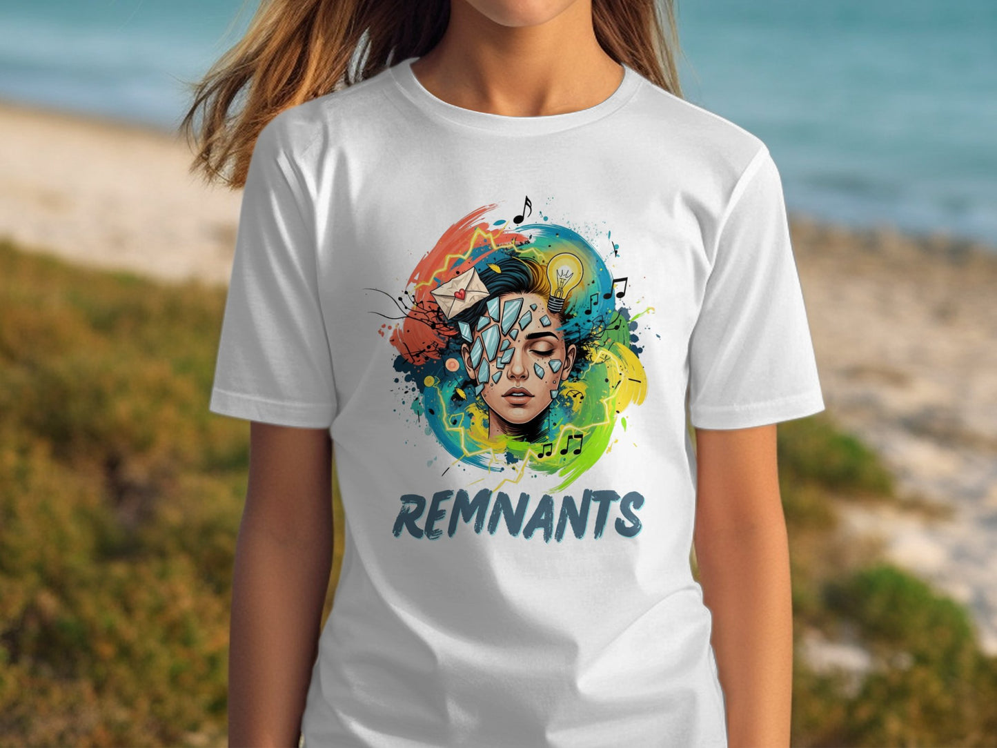 Remnants T-Shirt, Abstract Art Tee, Creative Mind Shirt, Broken Glass Tee, Light Bulb T Shirt, Music T Shirt, Colorful Graphic Tee