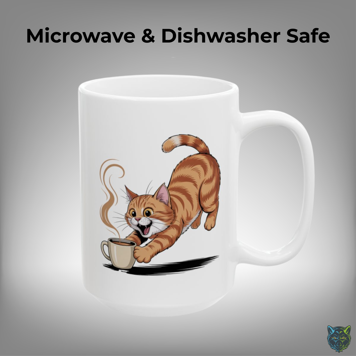 Funny Cat Coffee Mug Cute Orange Tabby Cat White Ceramic 15oz Coffee Lover Gift by Lair Gadgets