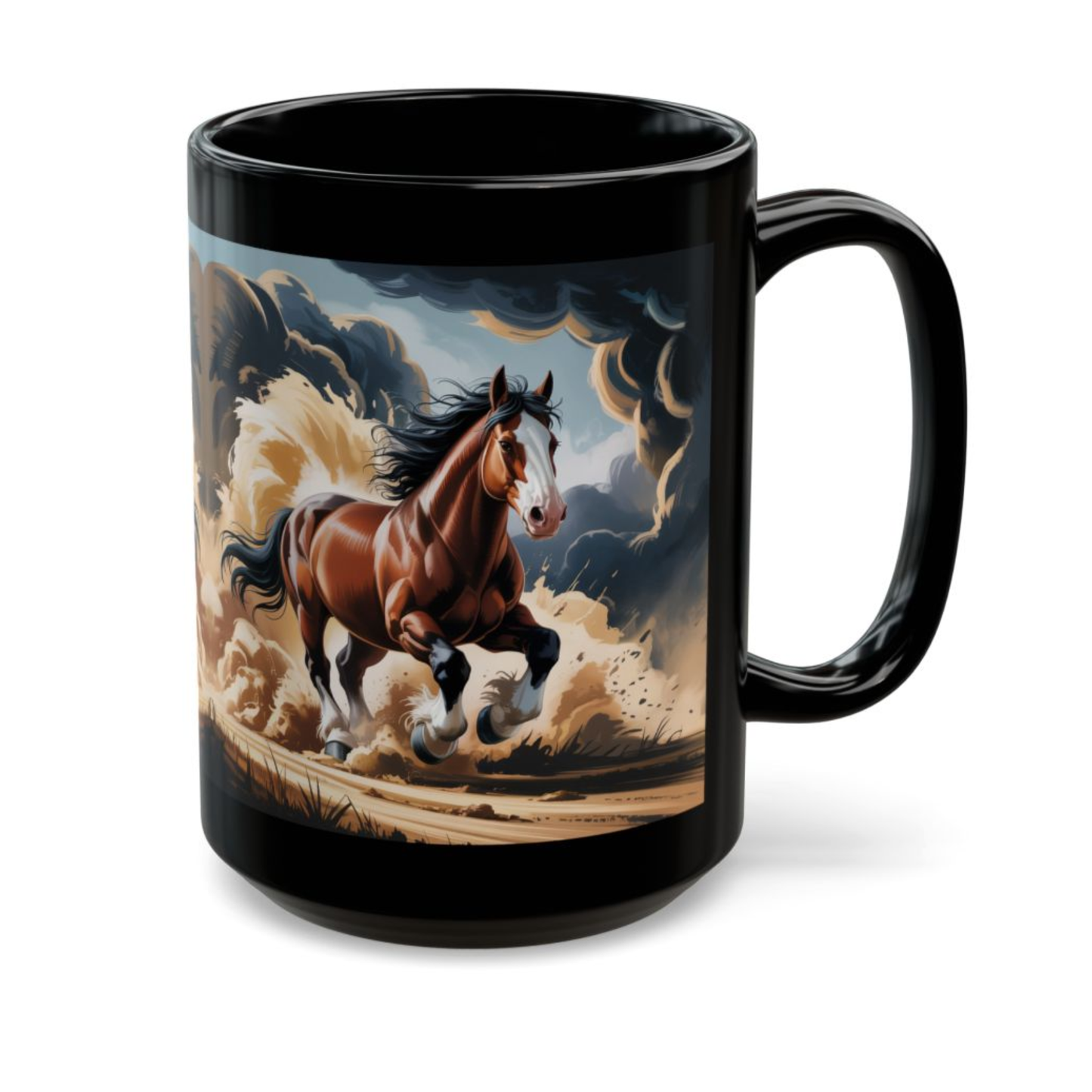 Clydesdale Horse Mug Running Draft Horse Black Ceramic Coffee Mug 15oz Western Farm Gift by Lair Gadgets