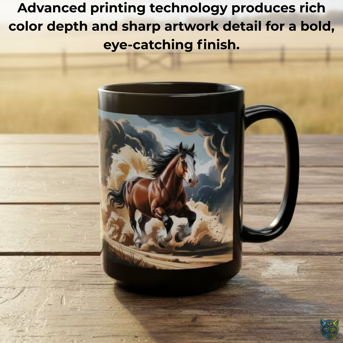 Clydesdale Horse Mug Running Draft Horse Black Ceramic Coffee Mug 15oz Western Farm Gift by Lair Gadgets