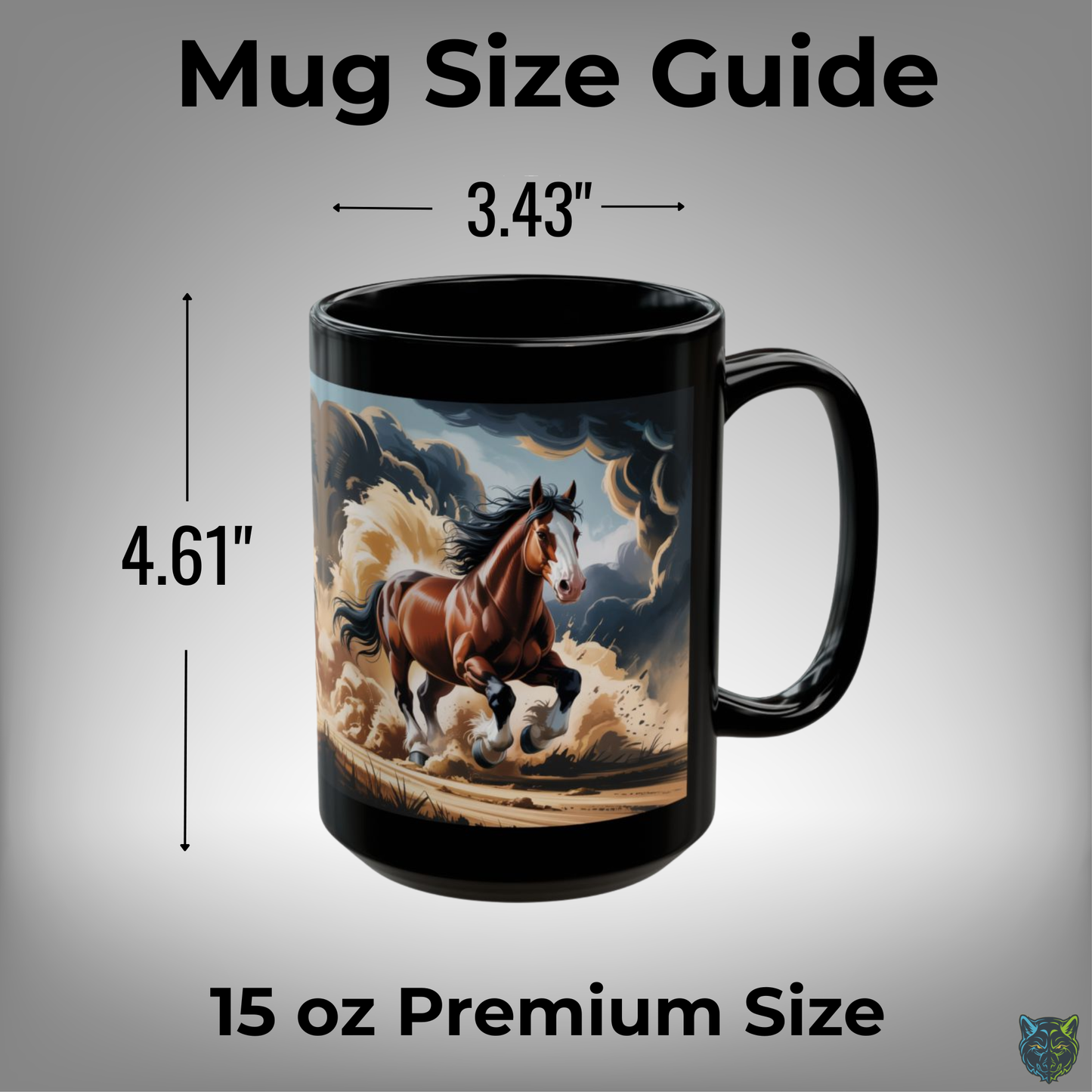 Clydesdale Horse Mug Running Draft Horse Black Ceramic Coffee Mug 15oz Western Farm Gift by Lair Gadgets