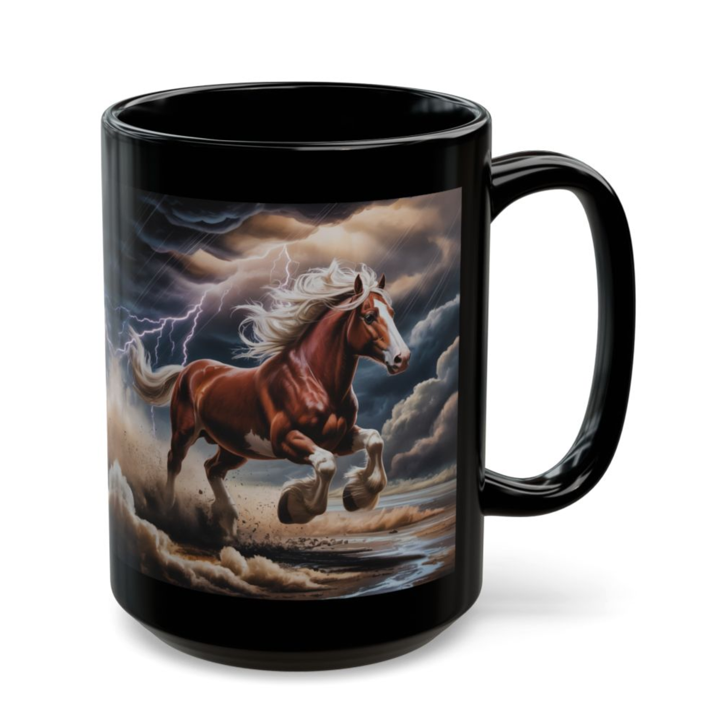 Clydesdale Horse Mug Storm Running Draft Horse Black Ceramic Coffee Mug 15oz Western Farm Gift by Lair Gadgets