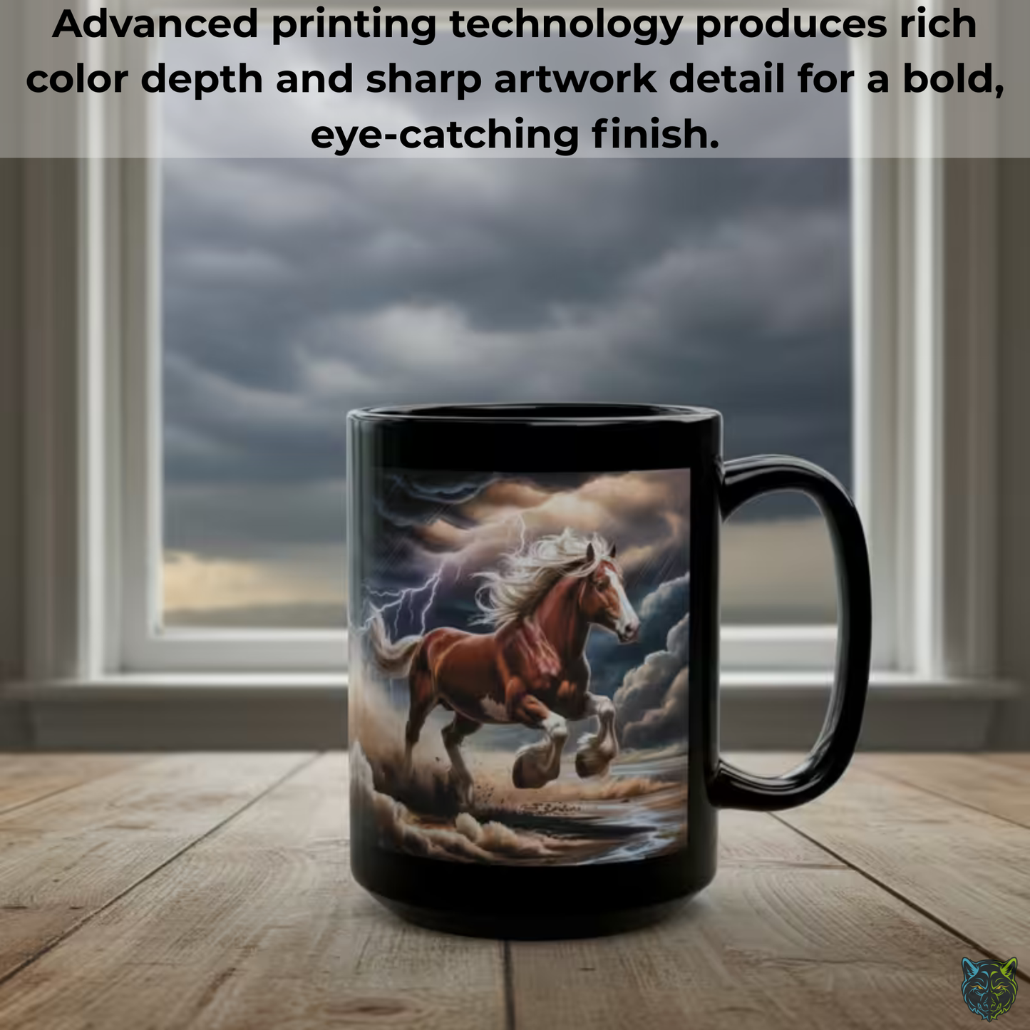 Clydesdale Horse Mug Storm Running Draft Horse Black Ceramic Coffee Mug 15oz Western Farm Gift by Lair Gadgets