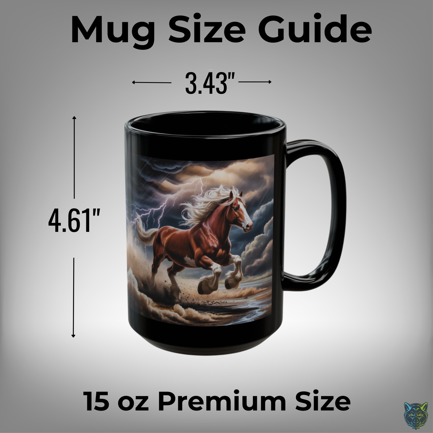 Clydesdale Horse Mug Storm Running Draft Horse Black Ceramic Coffee Mug 15oz Western Farm Gift by Lair Gadgets