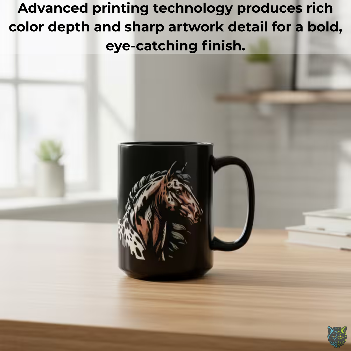 Horse Coffee Mug Appaloosa Portrait Design Black Ceramic 15oz by Lair Gadgets