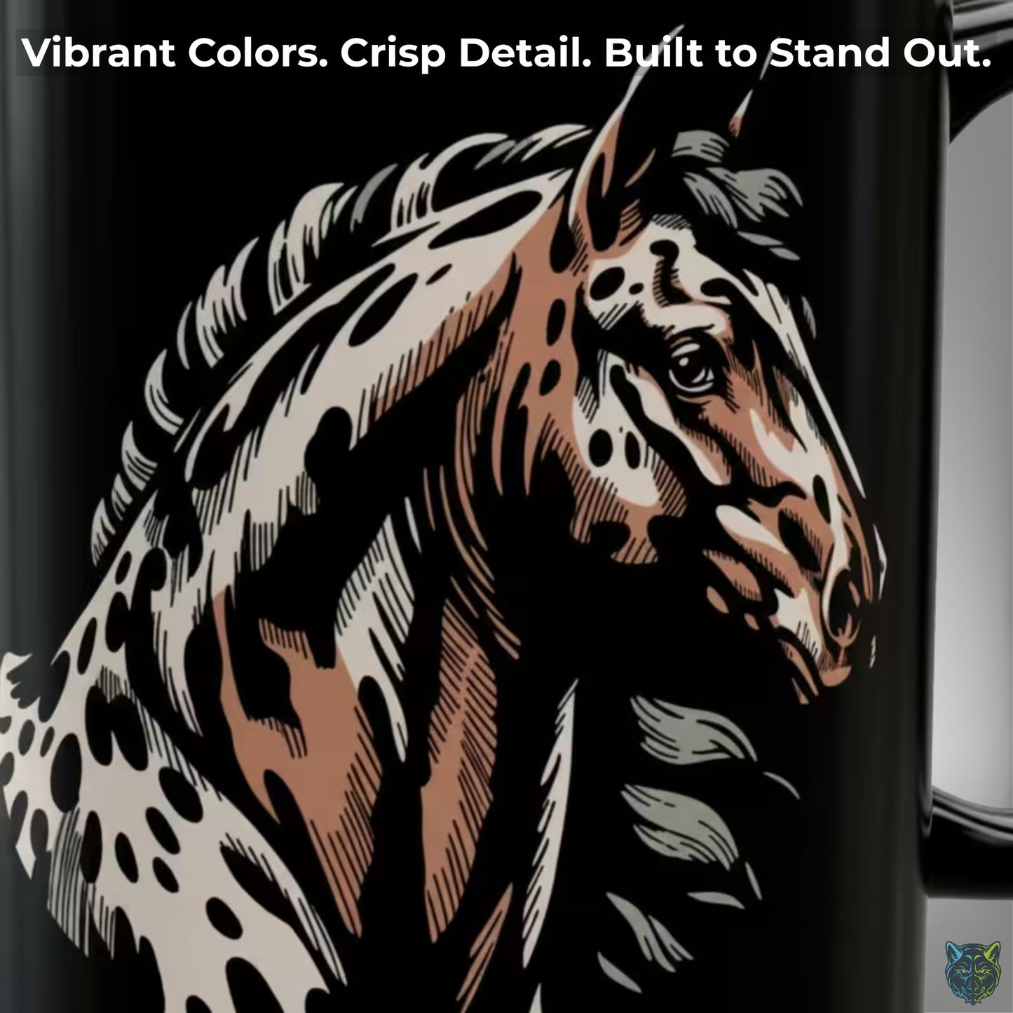 Horse Coffee Mug Appaloosa Portrait Design Black Ceramic 15oz by Lair Gadgets