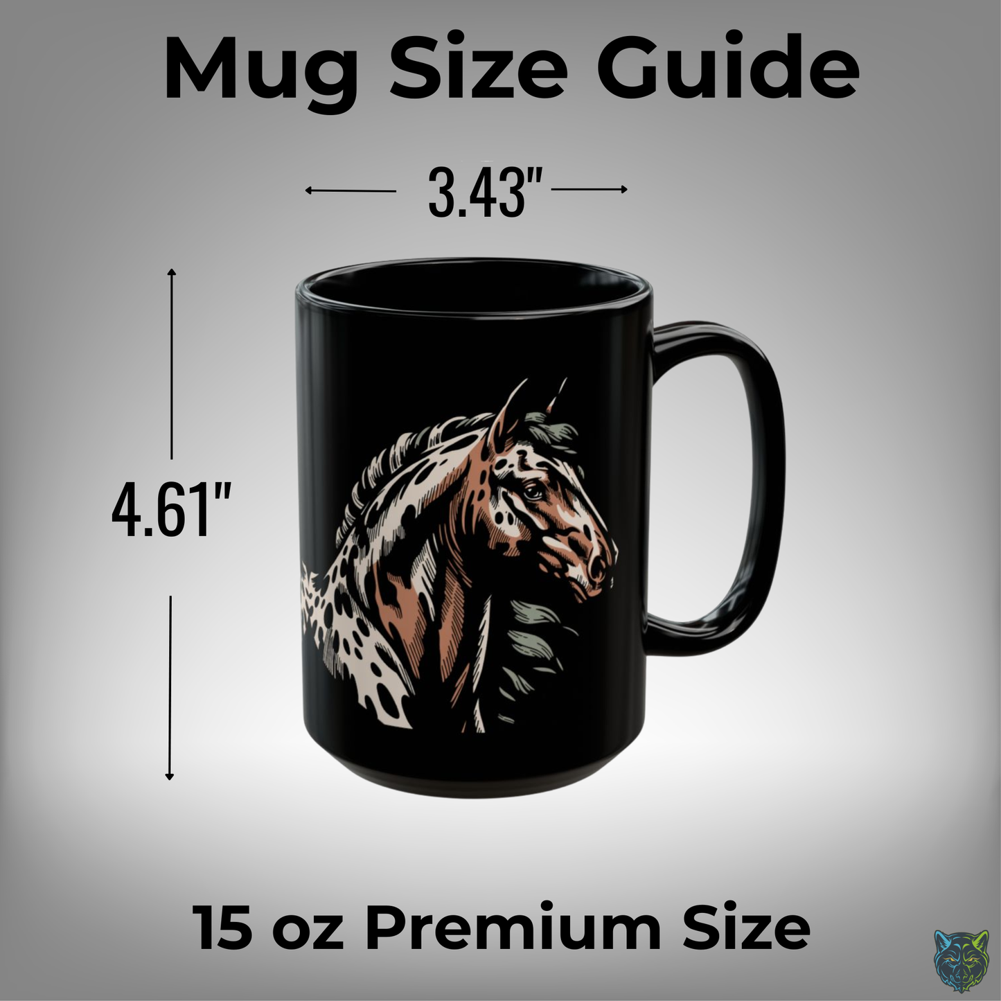 Horse Coffee Mug Appaloosa Portrait Design Black Ceramic 15oz by Lair Gadgets