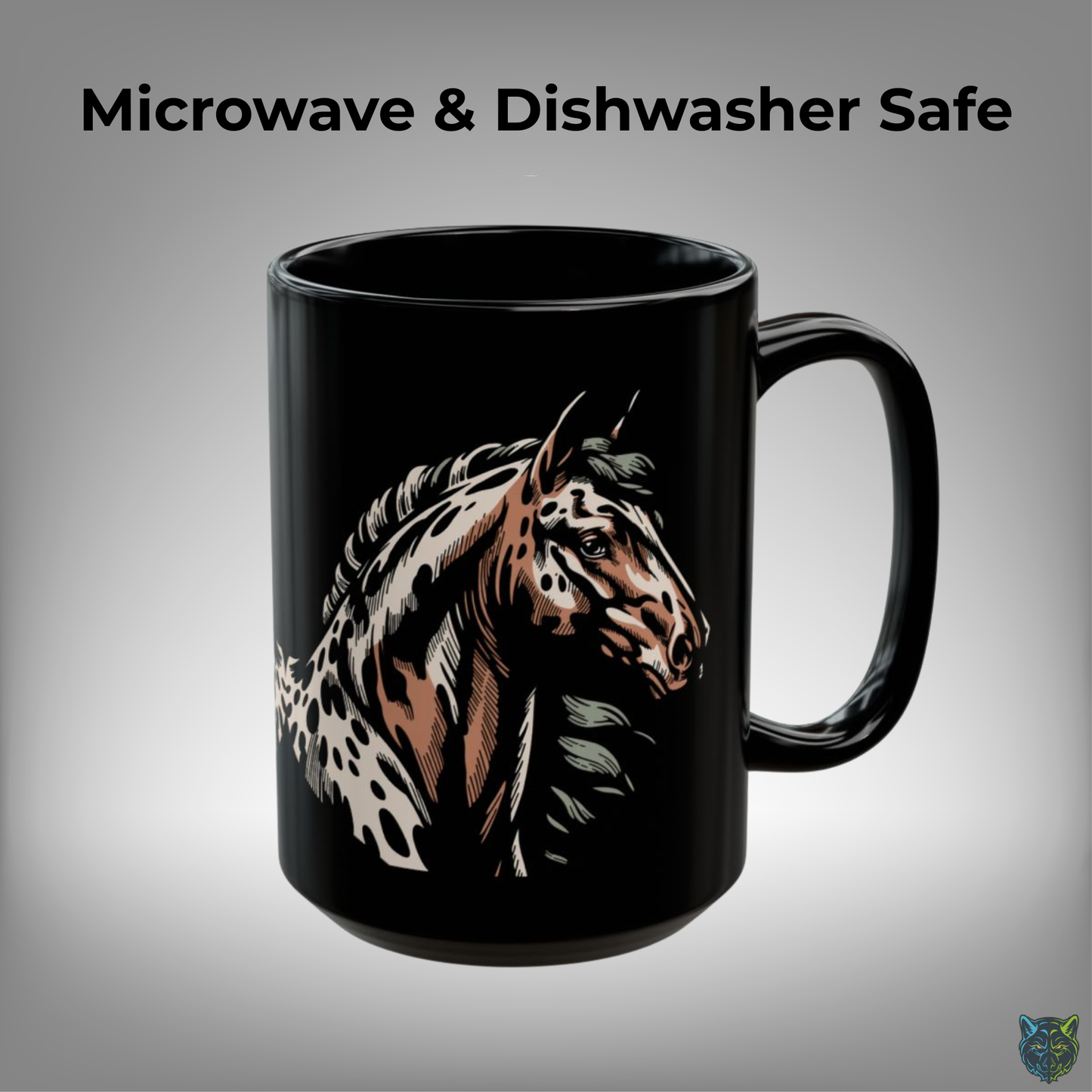 Horse Coffee Mug Appaloosa Portrait Design Black Ceramic 15oz by Lair Gadgets