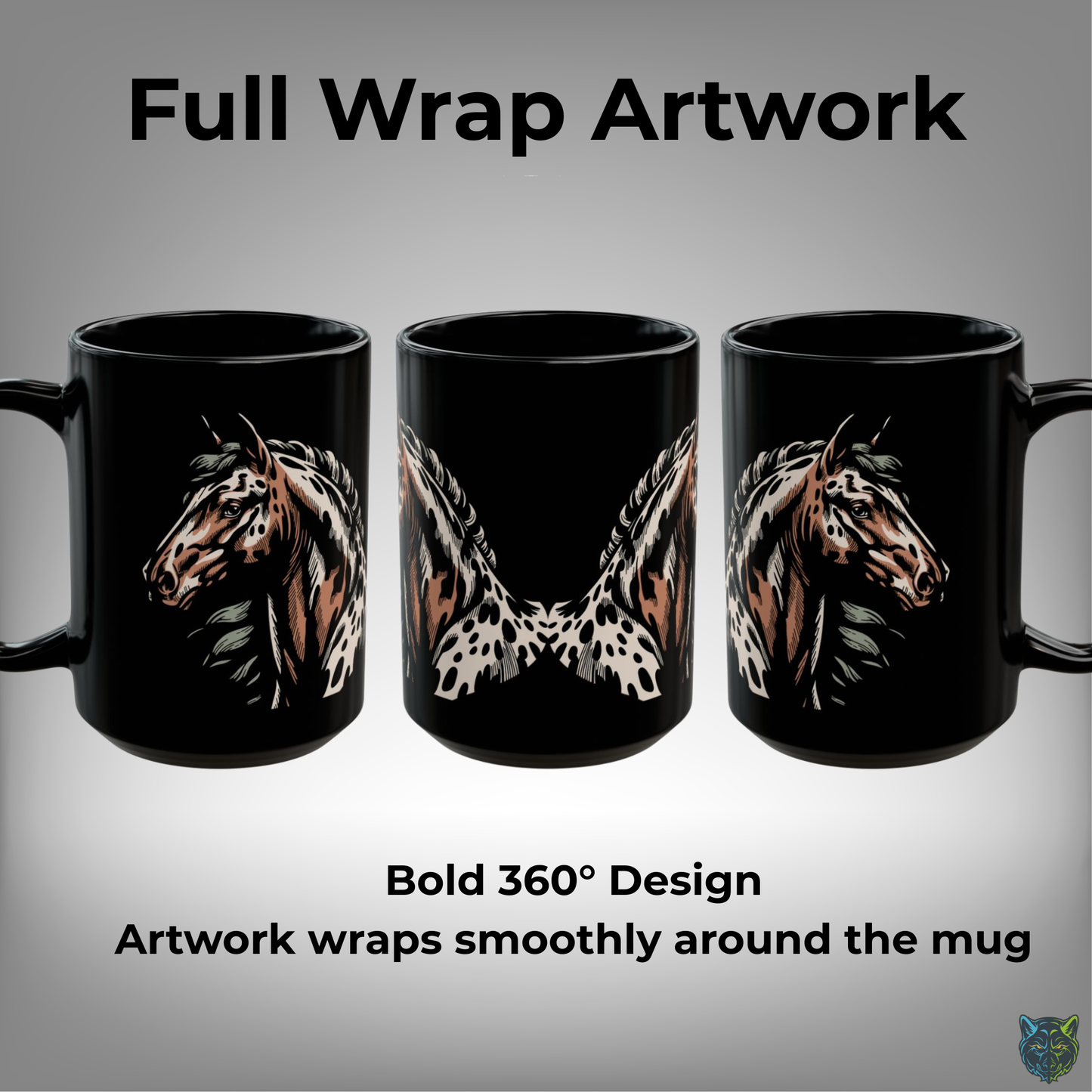 Horse Coffee Mug Appaloosa Portrait Design Black Ceramic 15oz by Lair Gadgets