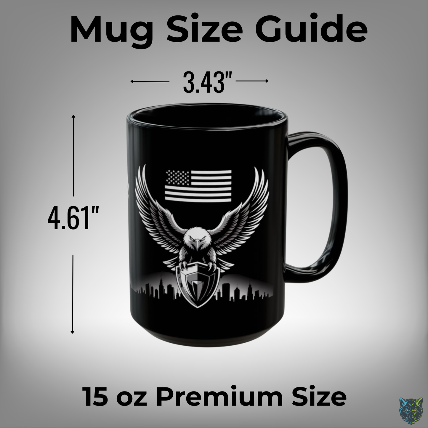 American Eagle Coffee Mug Patriotic USA Flag Design Black Ceramic 15oz Gift for Men Veterans Military Pride by Lair Gadgets