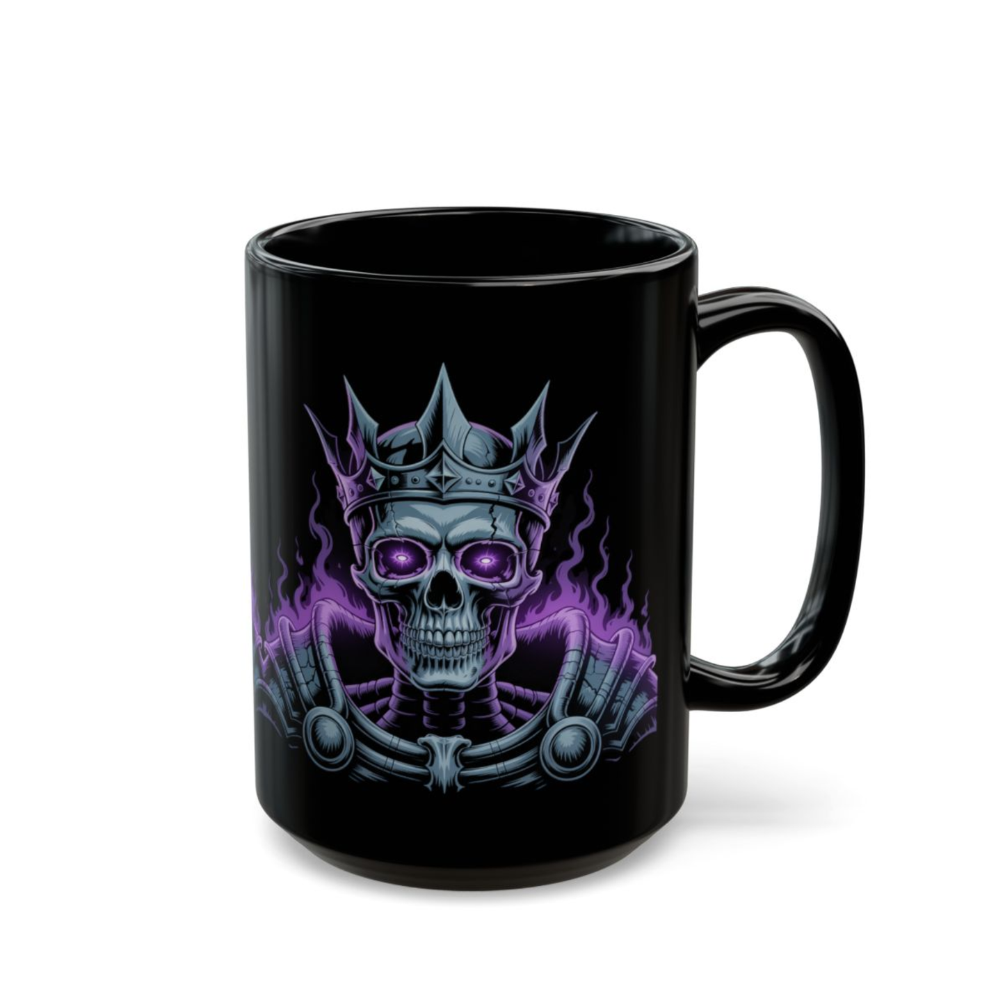 Skull Coffee Mug Crowned Skeleton Black Ceramic Coffee Mug 15oz Gothic Dark Art Gift by Lair Gadgets