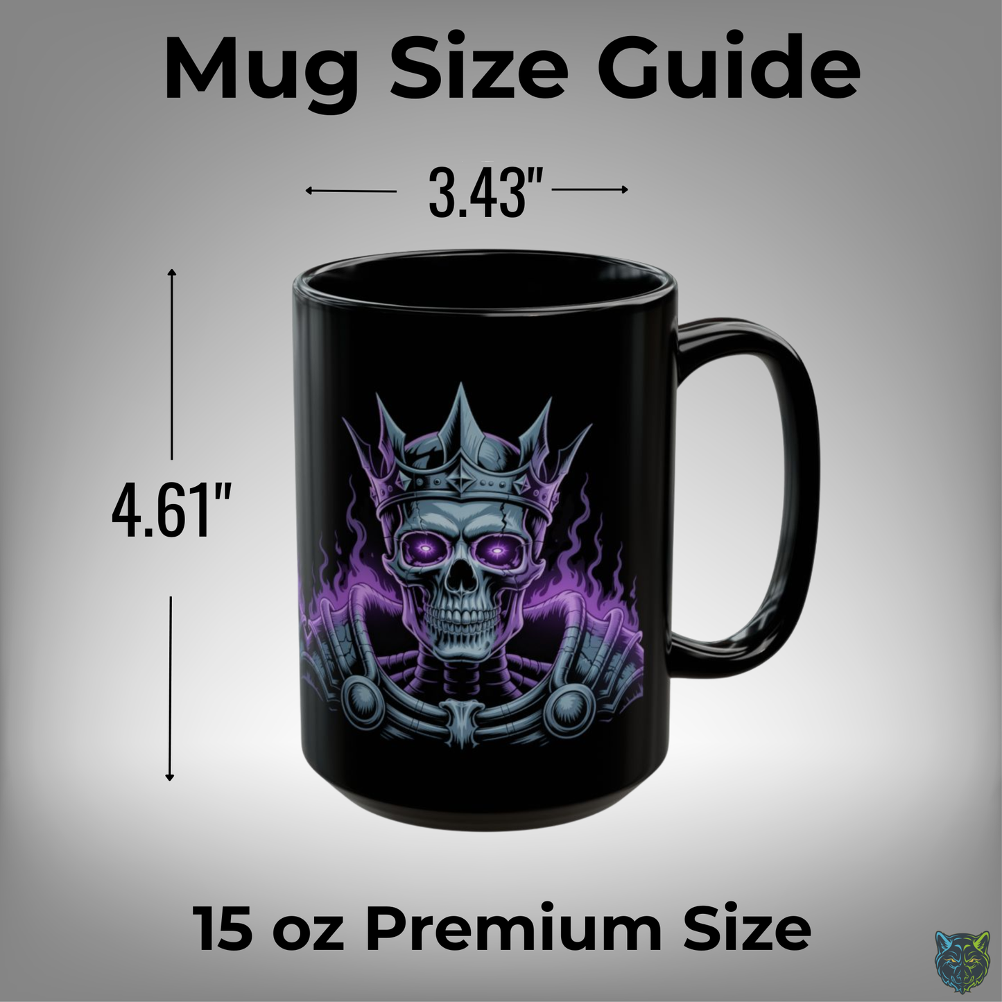 Skull Coffee Mug Crowned Skeleton Black Ceramic Coffee Mug 15oz Gothic Dark Art Gift by Lair Gadgets
