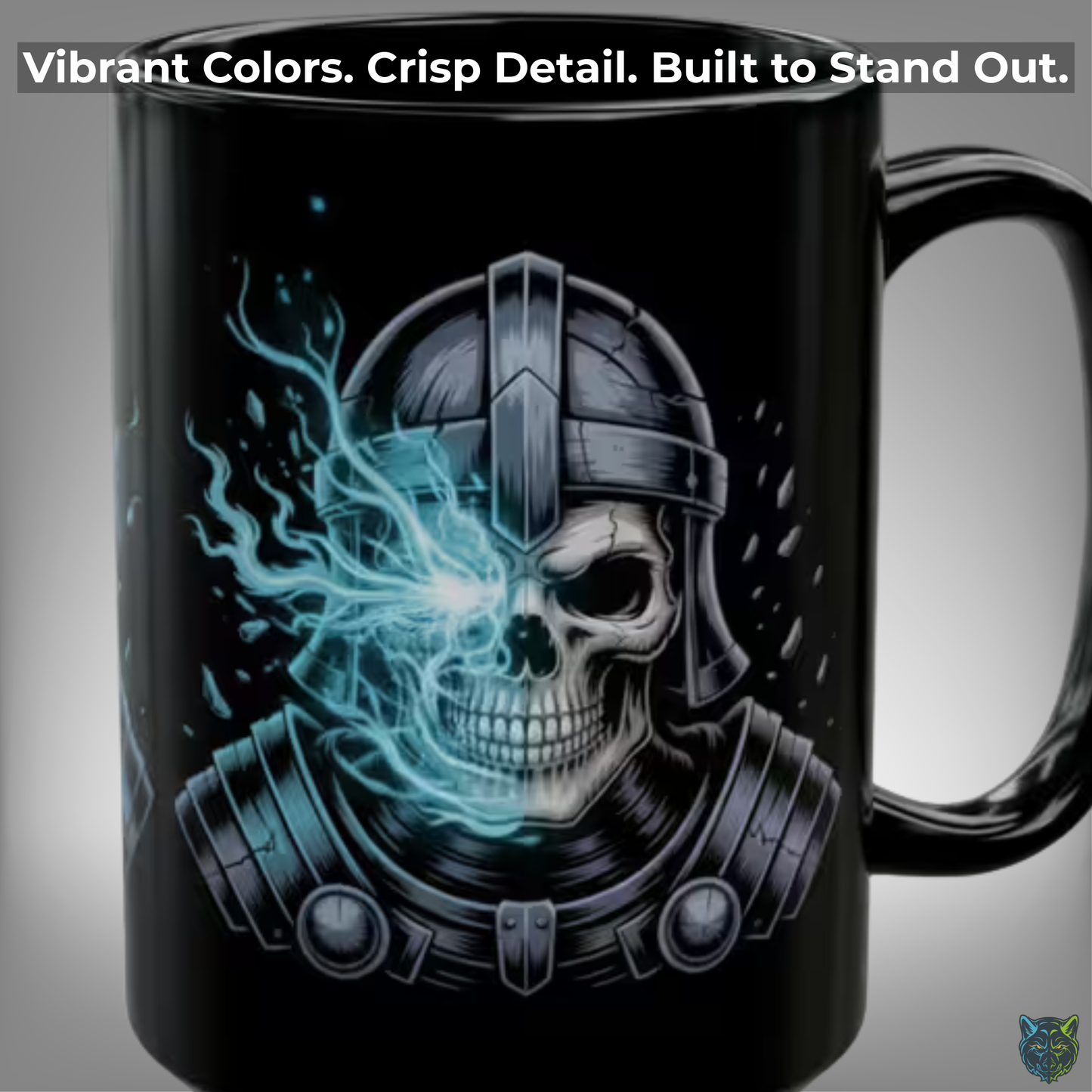 Skull Coffee Mug Warrior Helmet Skeleton Black Ceramic Coffee Mug 15oz Gothic Dark Art Gift by Lair Gadgets