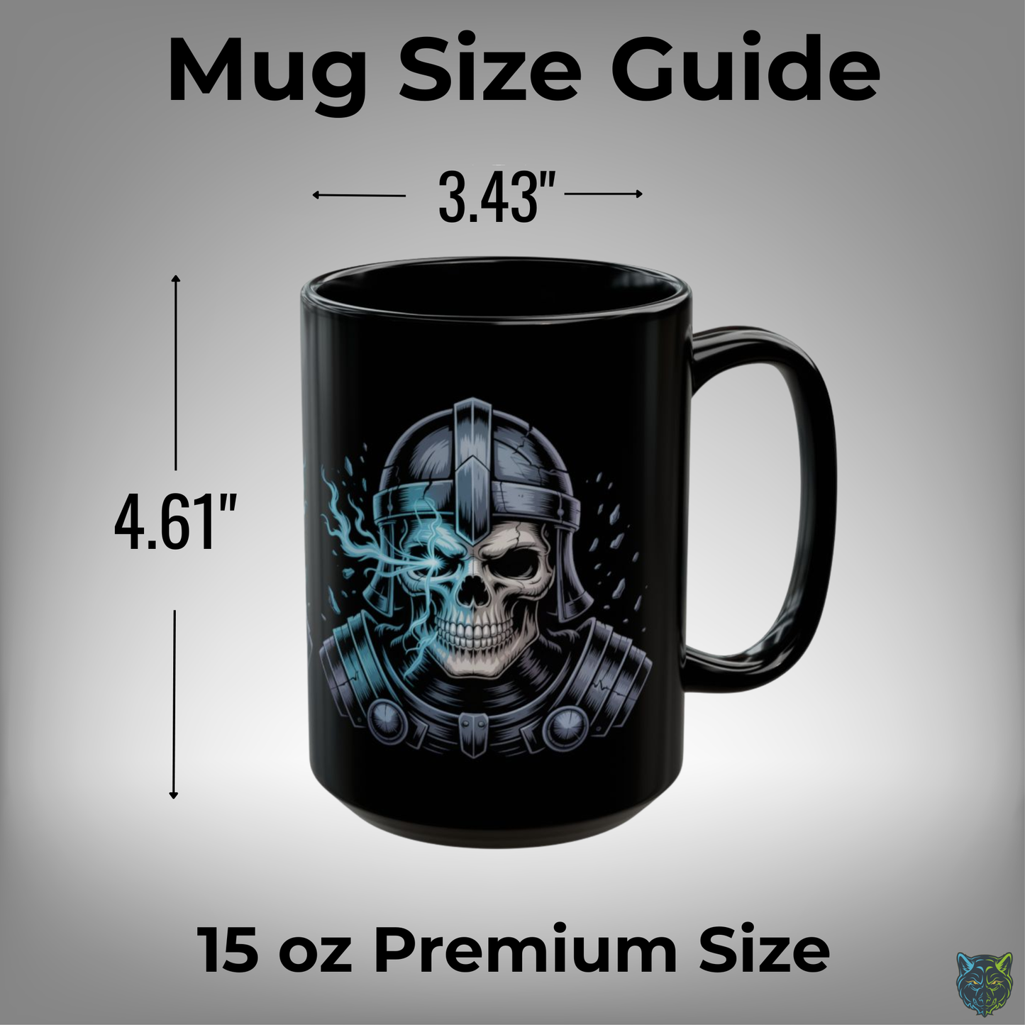 Skull Coffee Mug Warrior Helmet Skeleton Black Ceramic Coffee Mug 15oz Gothic Dark Art Gift by Lair Gadgets
