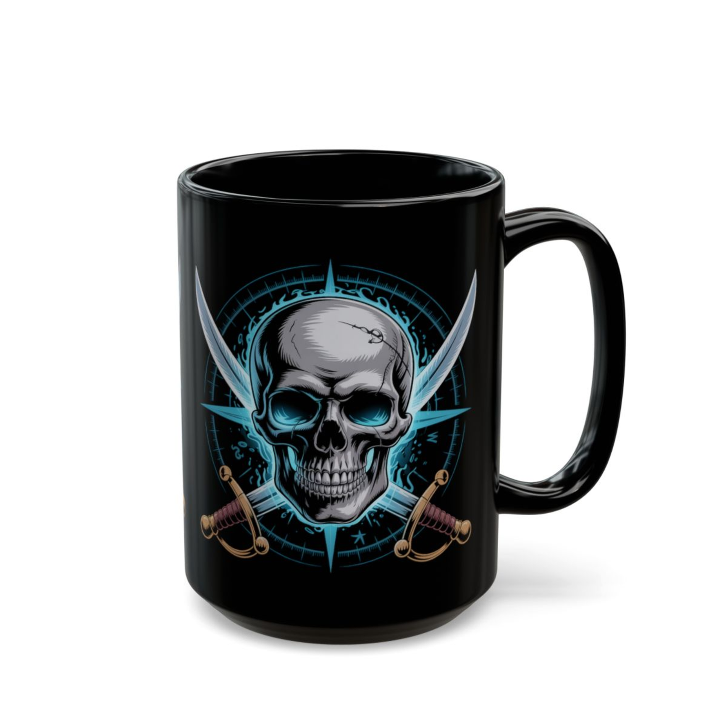 Skull Coffee Mug Crossed Swords Skeleton Black Ceramic Coffee Mug 15oz Gothic Pirate Gift by Lair Gadgets