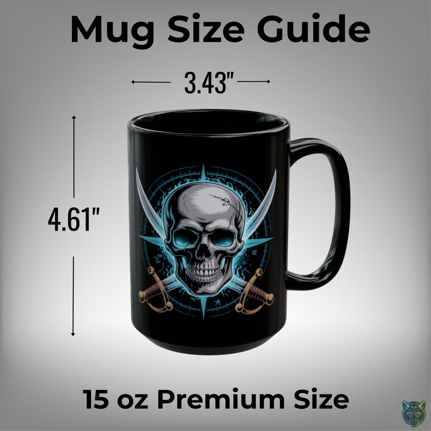 Skull Coffee Mug Crossed Swords Skeleton Black Ceramic Coffee Mug 15oz Gothic Pirate Gift by Lair Gadgets