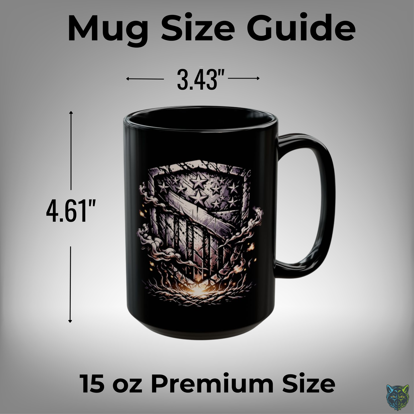American Flag Coffee Mug Distressed Shield Black Ceramic Coffee Mug 15oz Patriotic Gift by Lair Gadgets