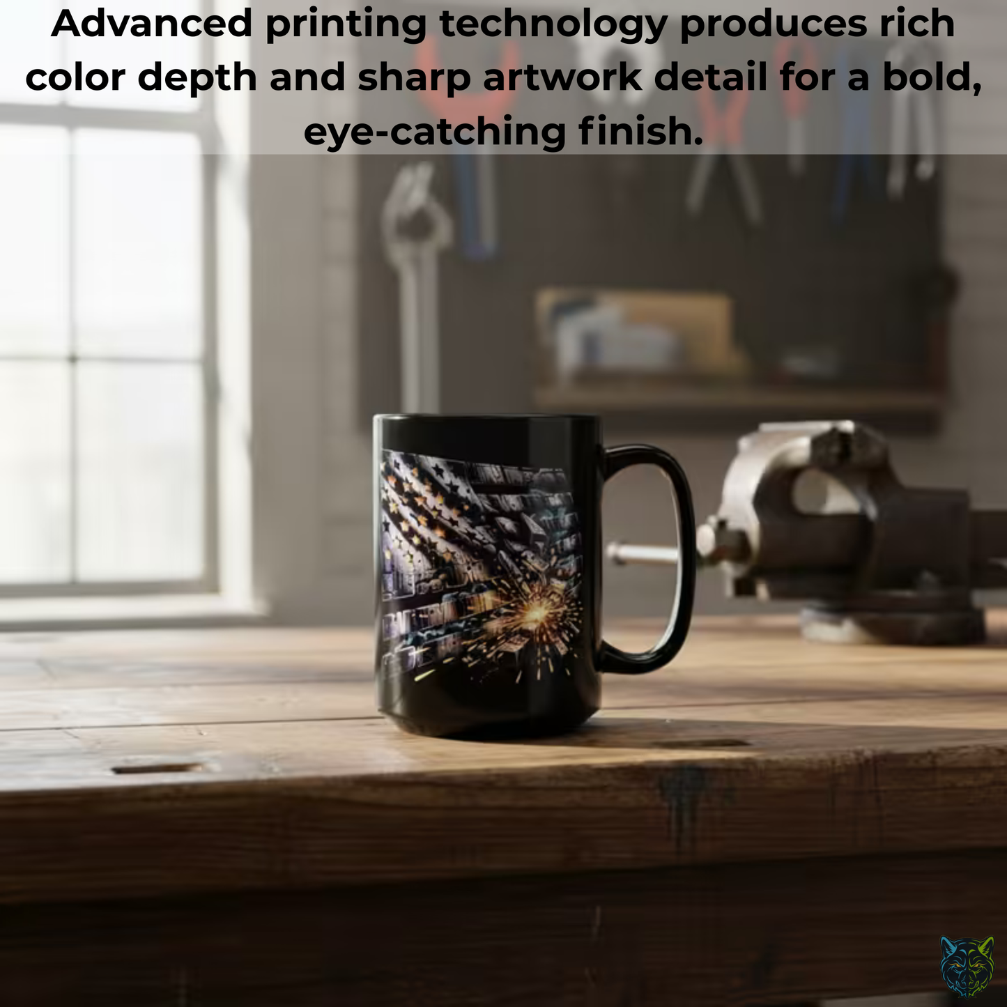 Patriotic Coffee Mug American Flag Welding Design Black Ceramic 15oz Tradesman Work Gift USA Pride Cup by Lair Gadgets