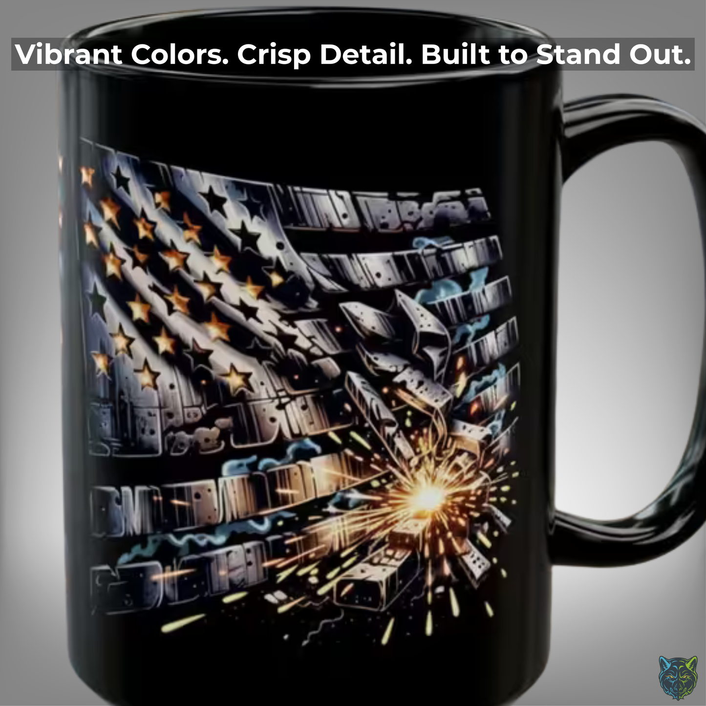 Patriotic Coffee Mug American Flag Welding Design Black Ceramic 15oz Tradesman Work Gift USA Pride Cup by Lair Gadgets