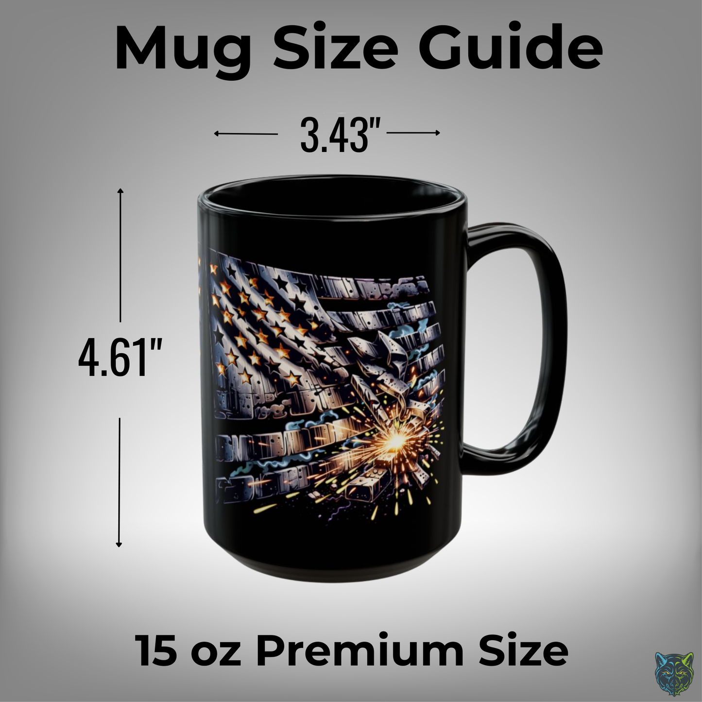 Patriotic Coffee Mug American Flag Welding Design Black Ceramic 15oz Tradesman Work Gift USA Pride Cup by Lair Gadgets