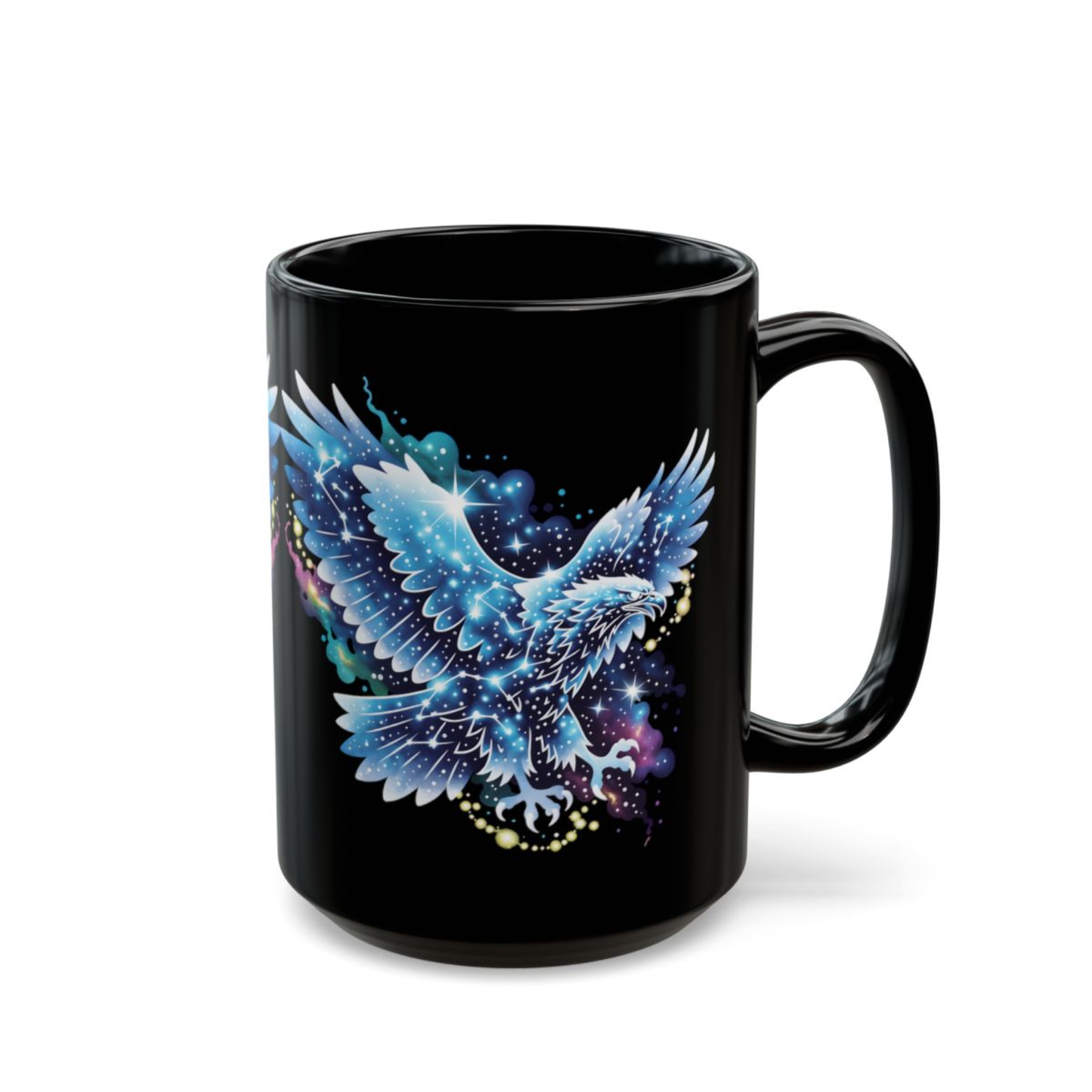 Eagle Coffee Mug Galaxy Star Eagle Black Ceramic Coffee Mug 15oz Artistic Gift by Lair Gadgets