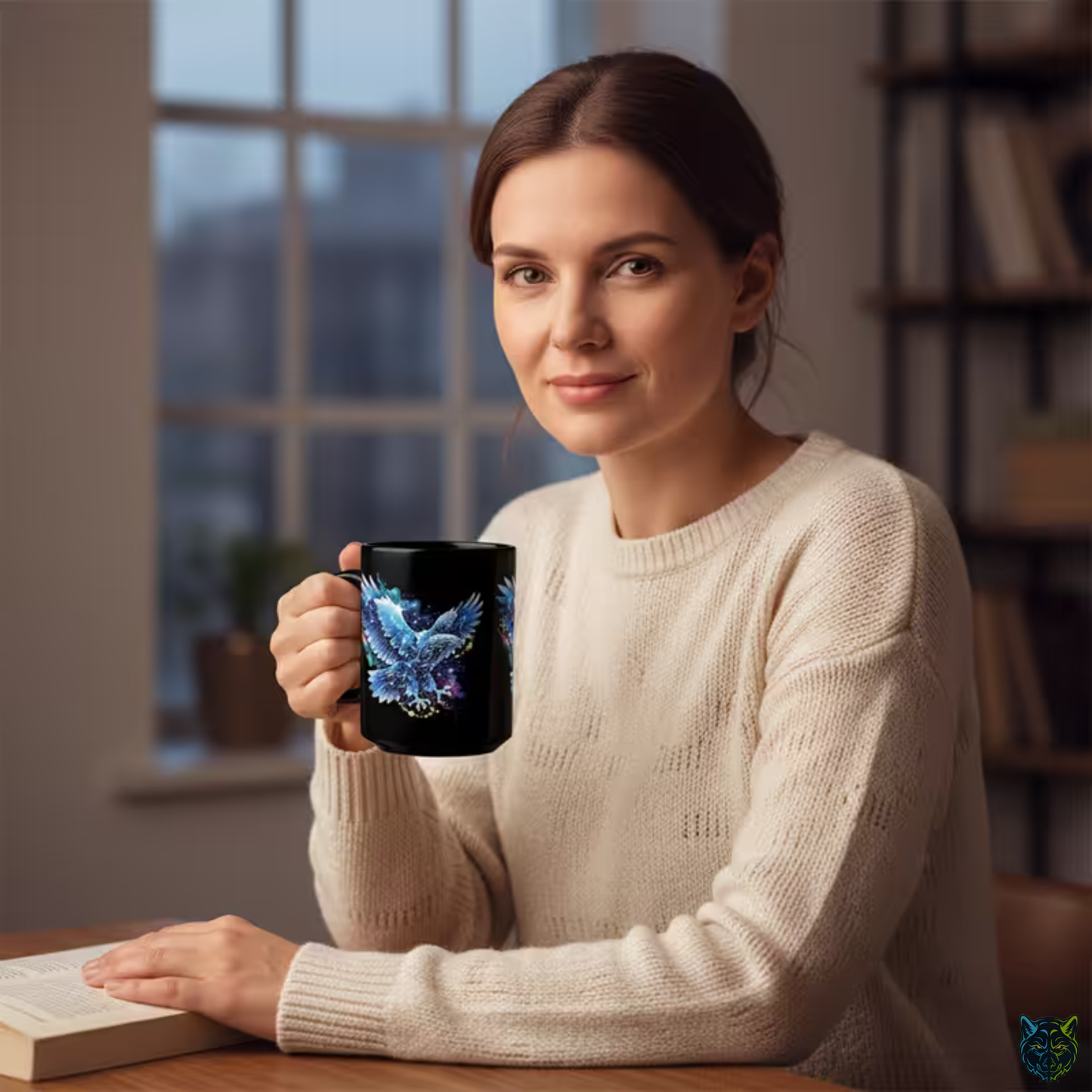 Eagle Coffee Mug Galaxy Star Eagle Black Ceramic Coffee Mug 15oz Artistic Gift by Lair Gadgets