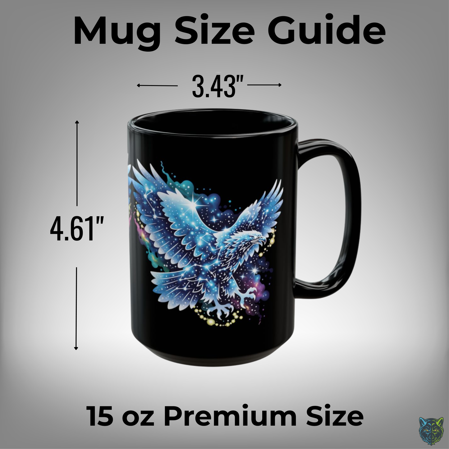 Eagle Coffee Mug Galaxy Star Eagle Black Ceramic Coffee Mug 15oz Artistic Gift by Lair Gadgets
