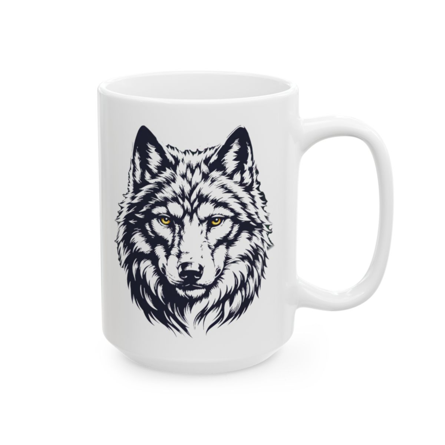Wolf Coffee Mug Minimal Wolf Head White Ceramic Coffee Mug 15oz Animal Gift by Lair Gadgets