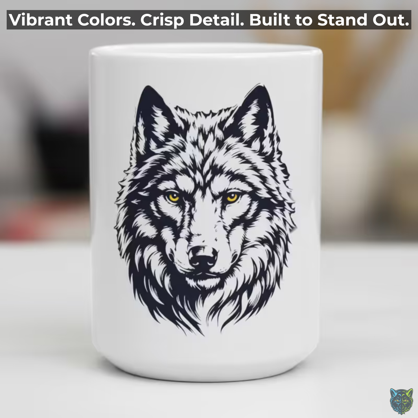 Wolf Coffee Mug Minimal Wolf Head White Ceramic Coffee Mug 15oz Animal Gift by Lair Gadgets