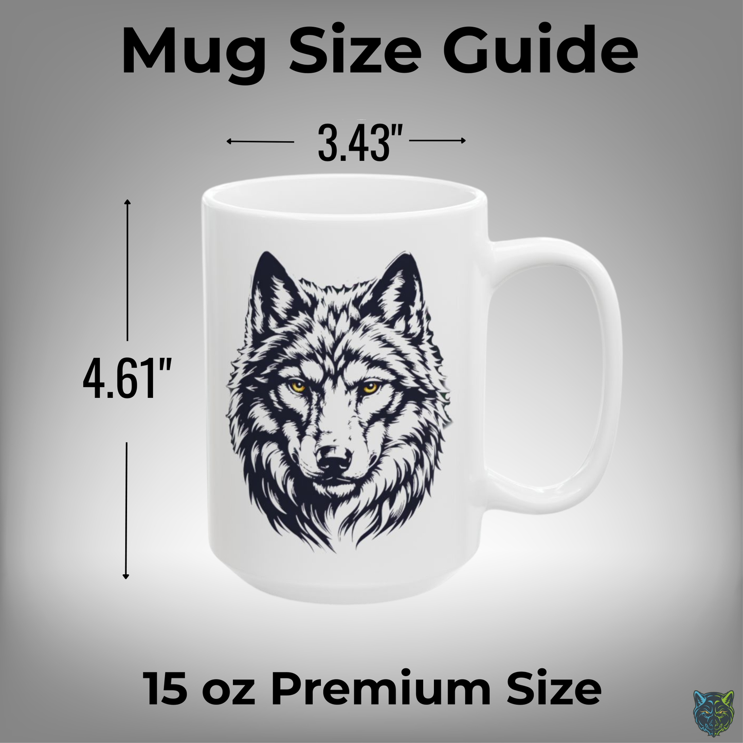 Wolf Coffee Mug Minimal Wolf Head White Ceramic Coffee Mug 15oz Animal Gift by Lair Gadgets