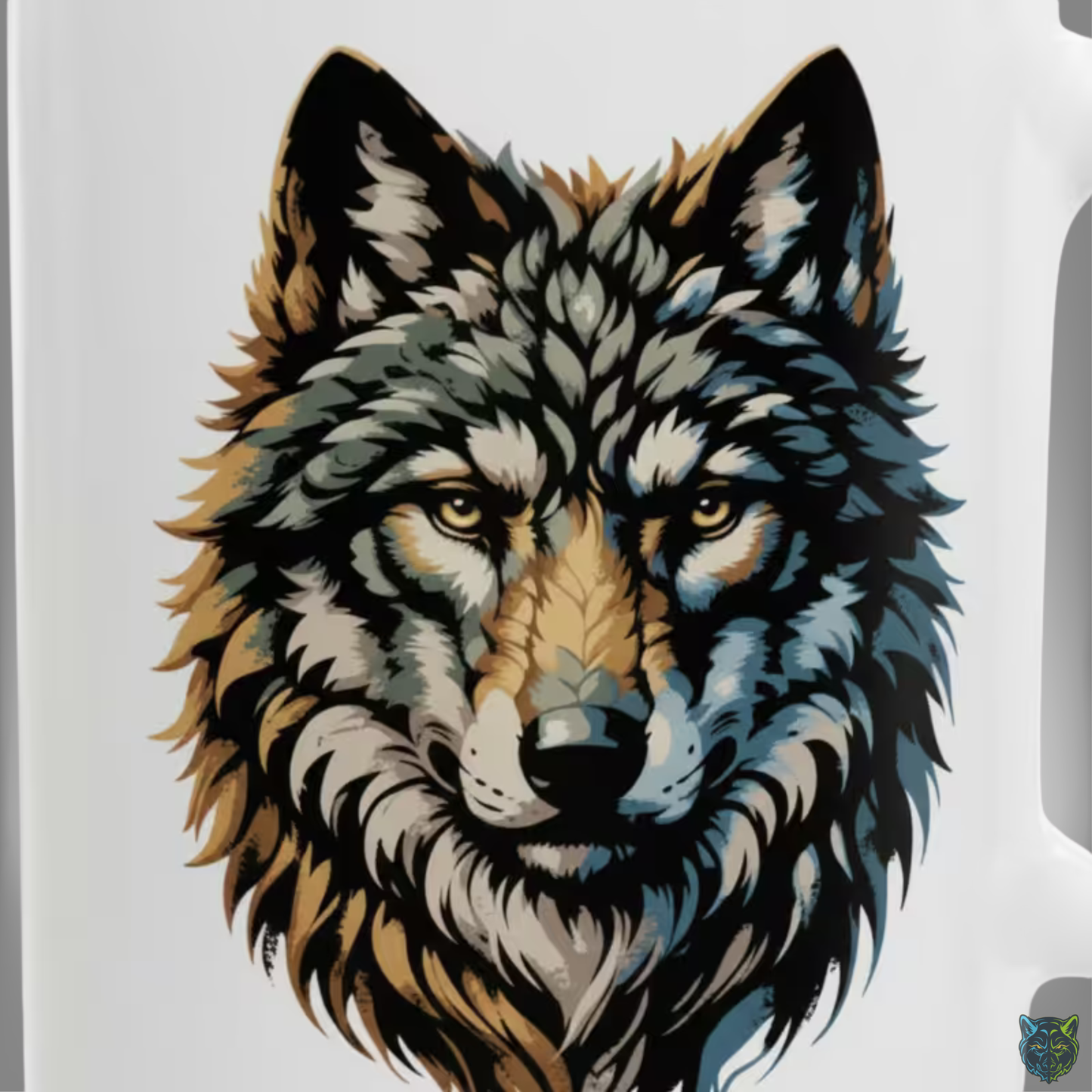 Wolf Coffee Mug Realistic Wolf Head White Ceramic Coffee Mug 15oz Animal Gift by Lair Gadgets