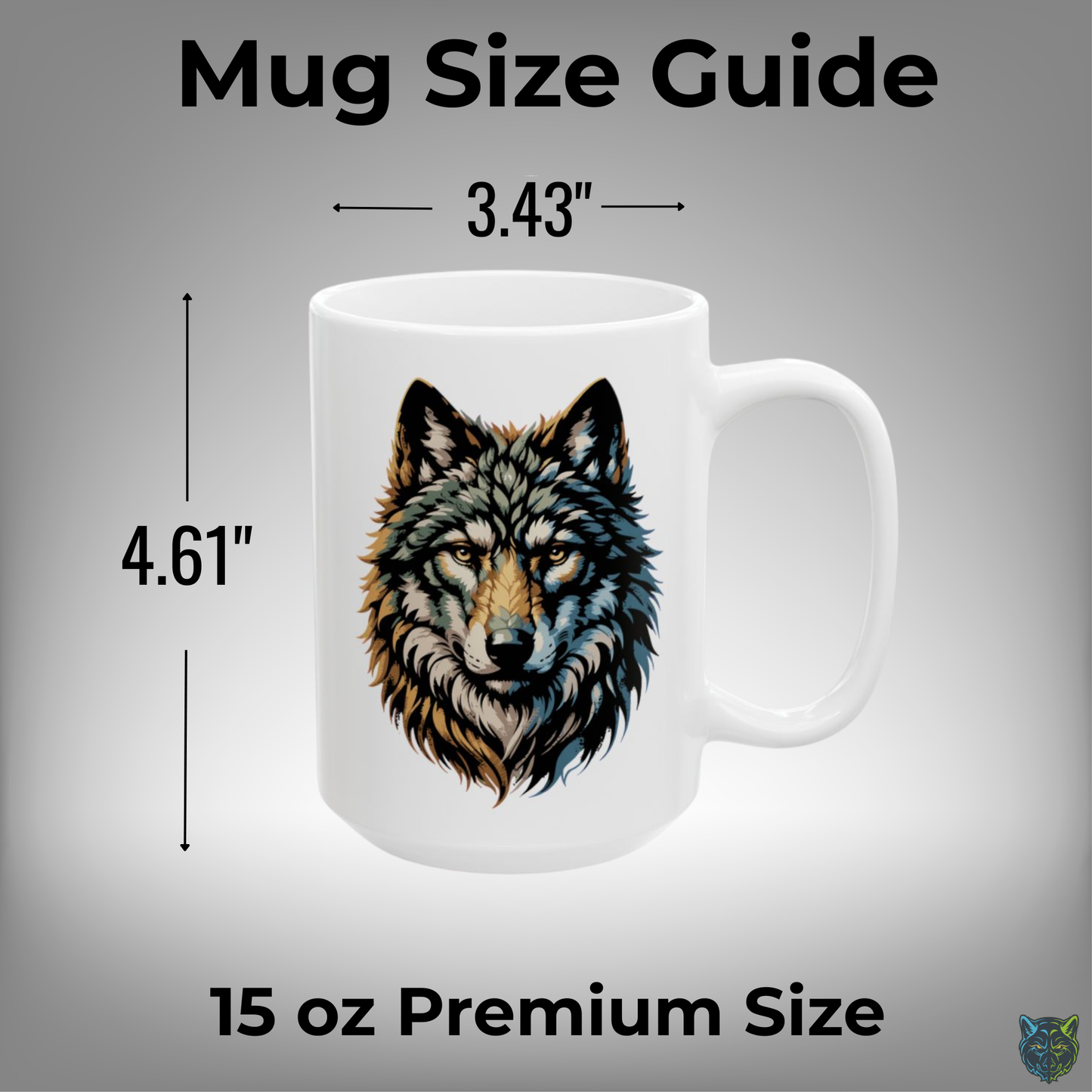 Wolf Coffee Mug Realistic Wolf Head White Ceramic Coffee Mug 15oz Animal Gift by Lair Gadgets