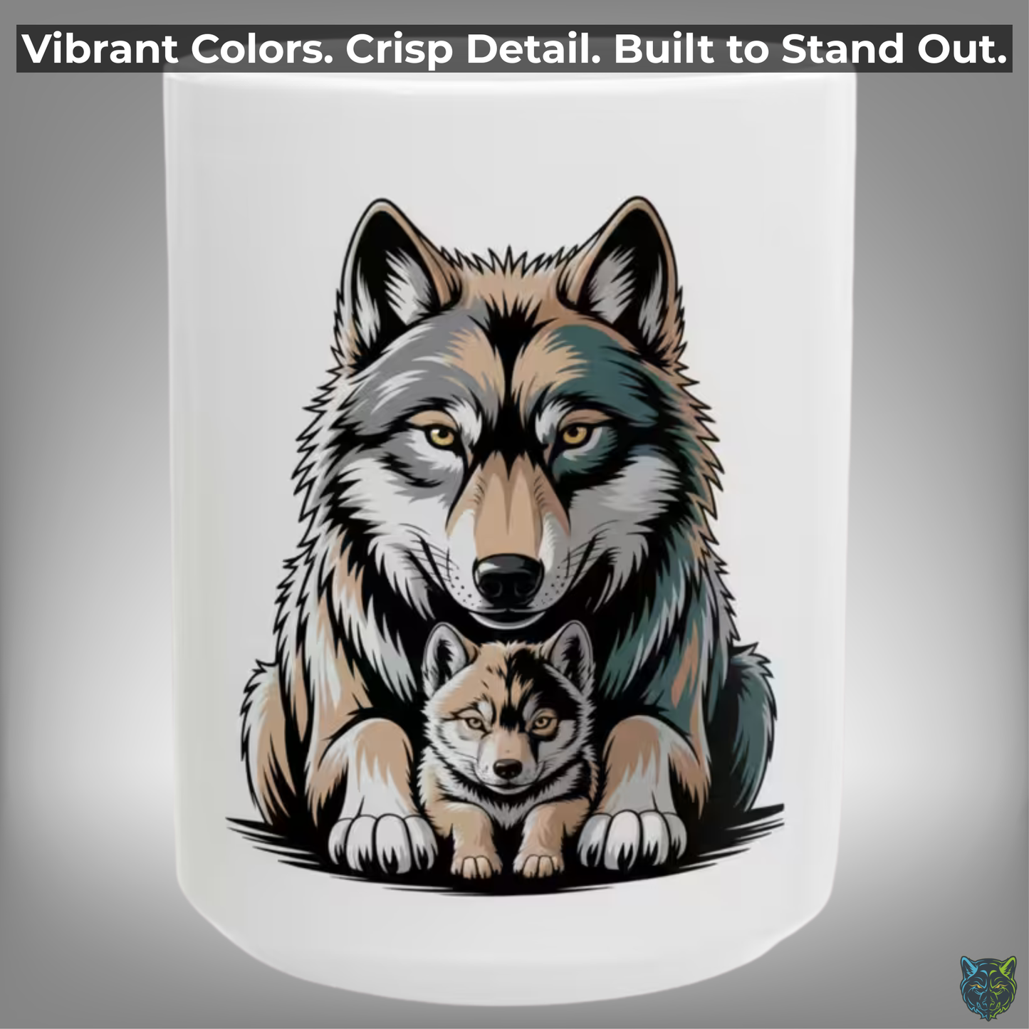 Wolf Coffee Mug Mother and Pup White Ceramic Coffee Mug 15oz Animal Gift by Lair Gadgets