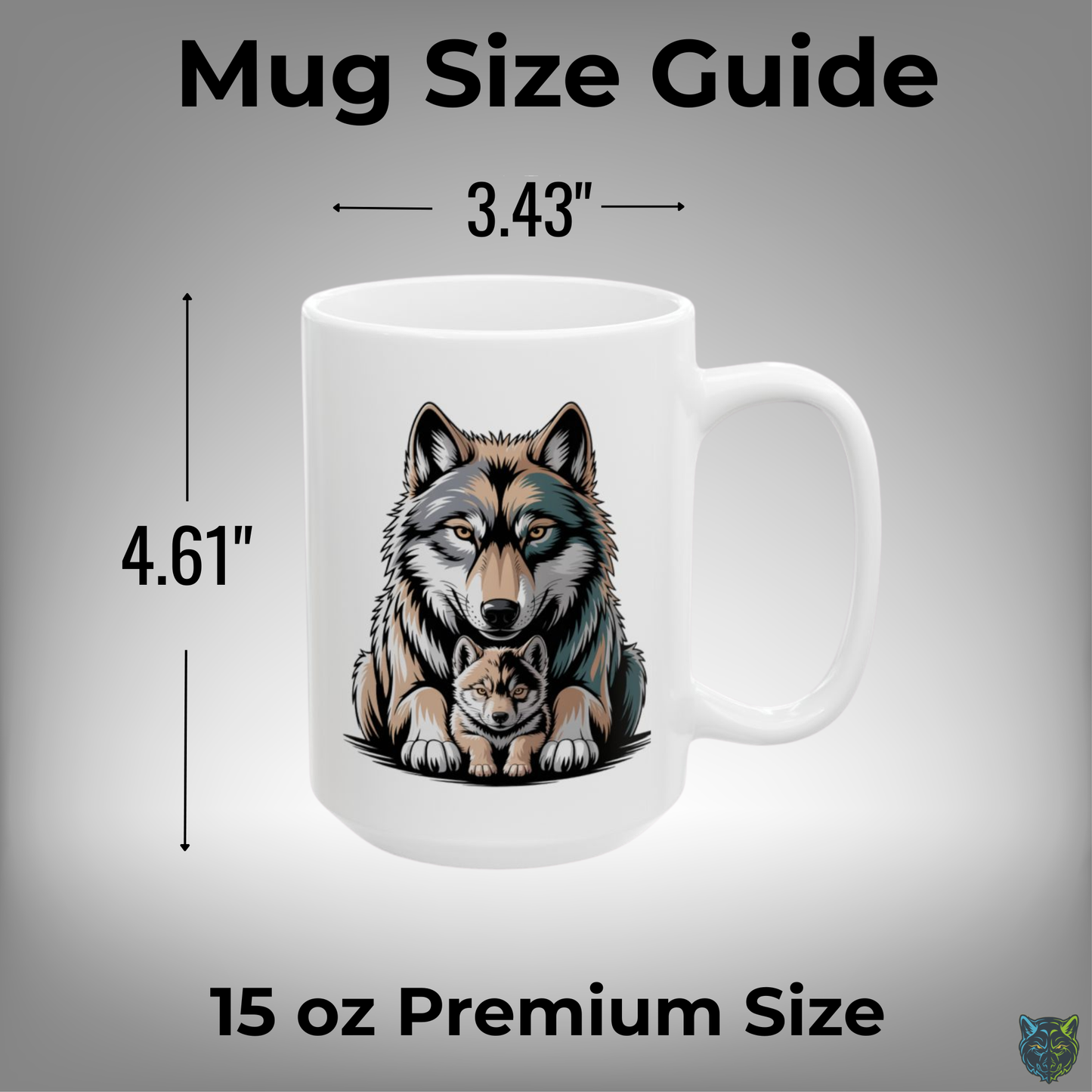 Wolf Coffee Mug Mother and Pup White Ceramic Coffee Mug 15oz Animal Gift by Lair Gadgets
