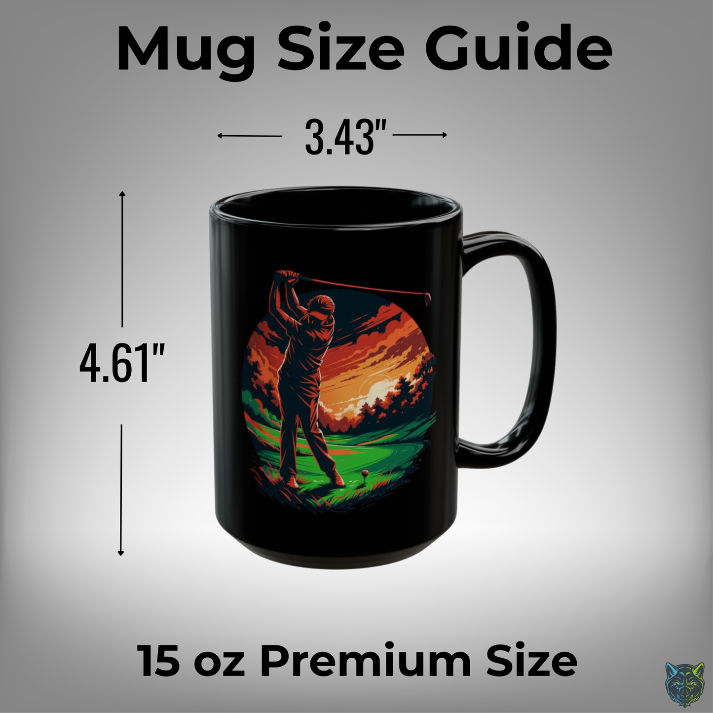 Golf Coffee Mug Sunset Golfer Black Ceramic Coffee Mug 15oz Golf Lover Gift by Lair Gadgets
