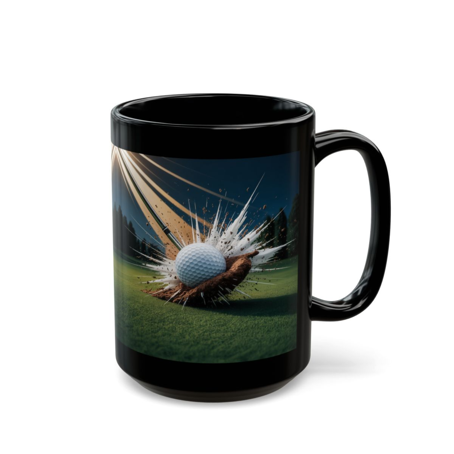 Golf Coffee Mug Golf Ball Impact Black Ceramic Coffee Mug 15oz Golf Lover Gift by Lair Gadgets