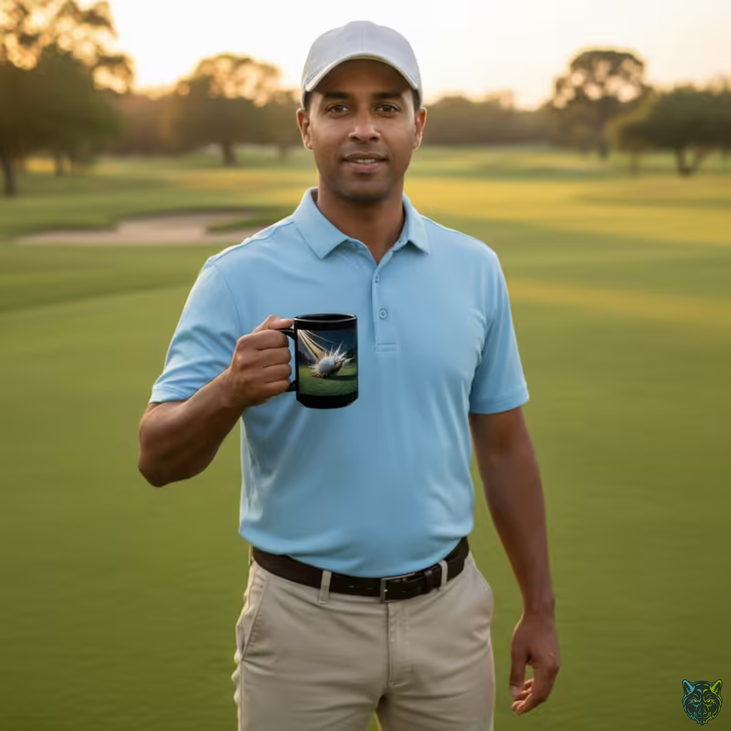Golf Coffee Mug Golf Ball Impact Black Ceramic Coffee Mug 15oz Golf Lover Gift by Lair Gadgets