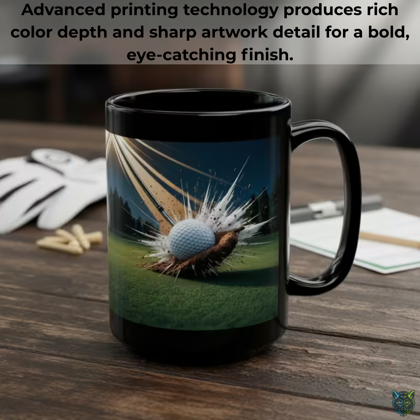Golf Coffee Mug Golf Ball Impact Black Ceramic Coffee Mug 15oz Golf Lover Gift by Lair Gadgets