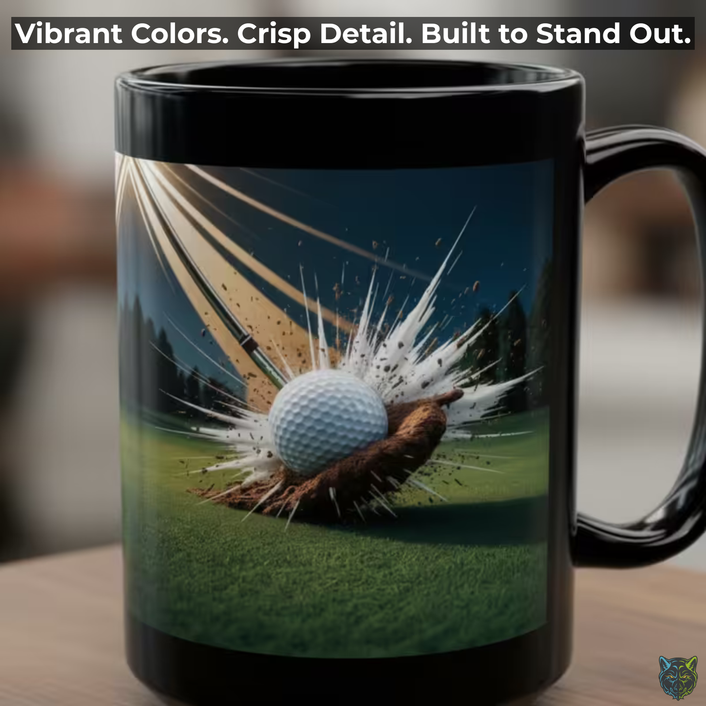 Golf Coffee Mug Golf Ball Impact Black Ceramic Coffee Mug 15oz Golf Lover Gift by Lair Gadgets