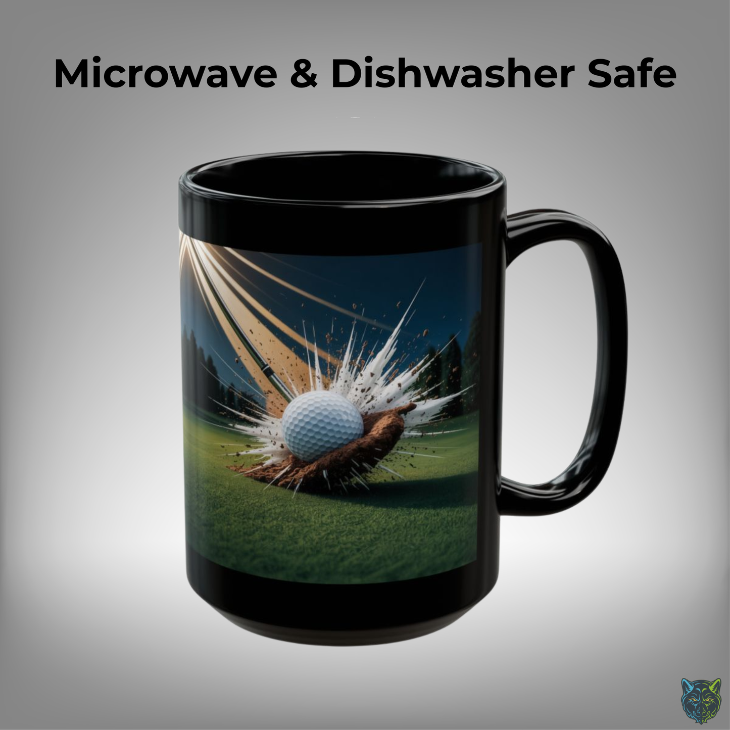 Golf Coffee Mug Golf Ball Impact Black Ceramic Coffee Mug 15oz Golf Lover Gift by Lair Gadgets