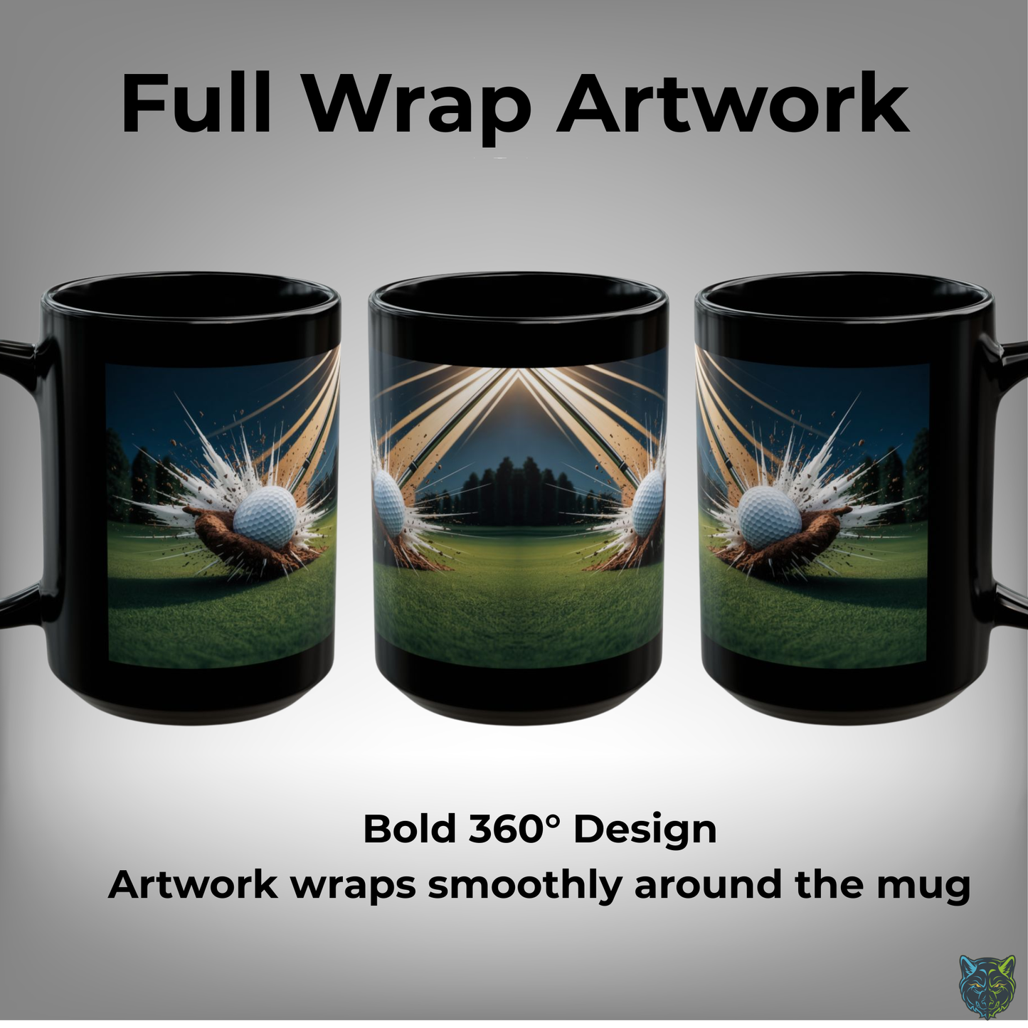 Golf Coffee Mug Golf Ball Impact Black Ceramic Coffee Mug 15oz Golf Lover Gift by Lair Gadgets