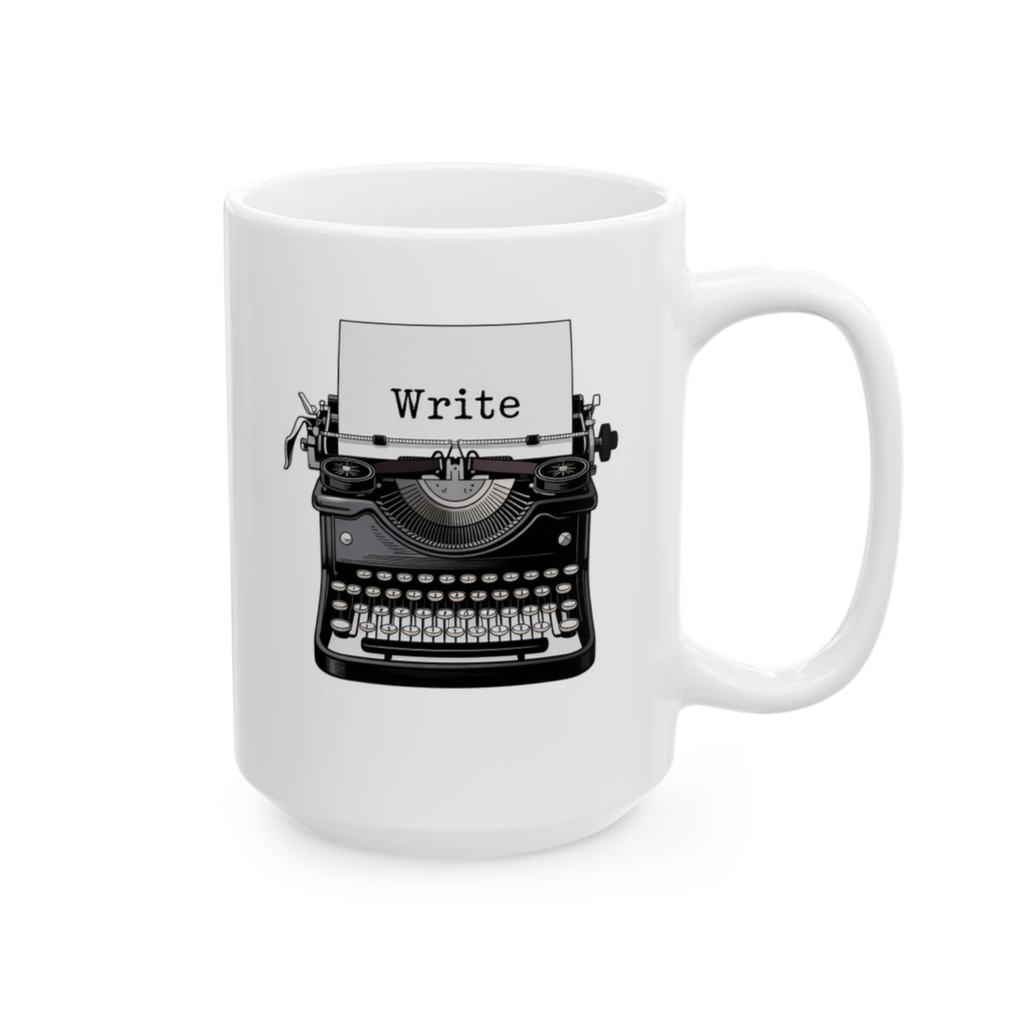 Writer Coffee Mug Write Typewriter Mug Minimalist Writing Mug White Ceramic 15oz Writer Gift by Lair Gadgets