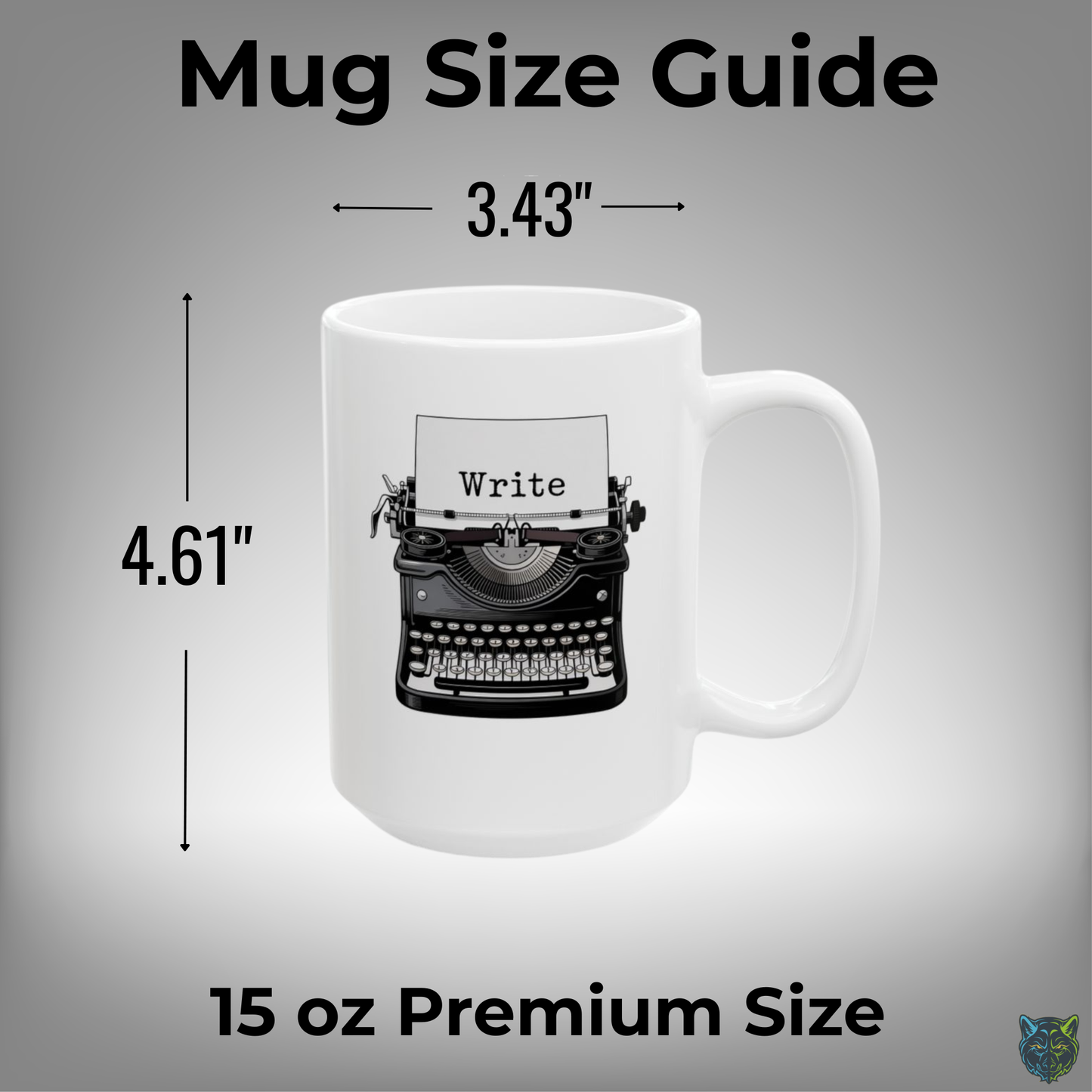 Writer Coffee Mug Write Typewriter Mug Minimalist Writing Mug White Ceramic 15oz Writer Gift by Lair Gadgets