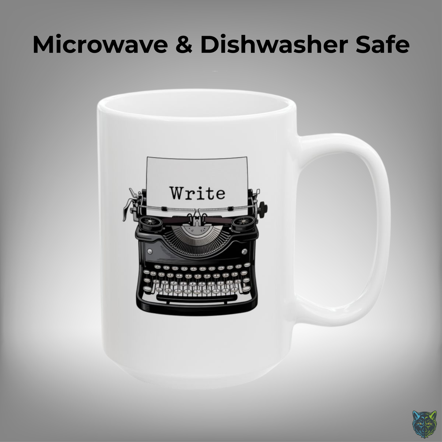 Writer Coffee Mug Write Typewriter Mug Minimalist Writing Mug White Ceramic 15oz Writer Gift by Lair Gadgets