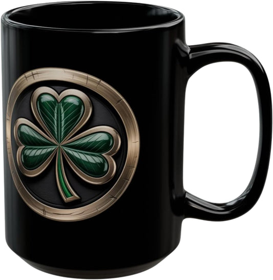 Irish Heritage Coffee Mug  Ceramic – Celtic Shamrock Emblem Design – Irish Pride Gift